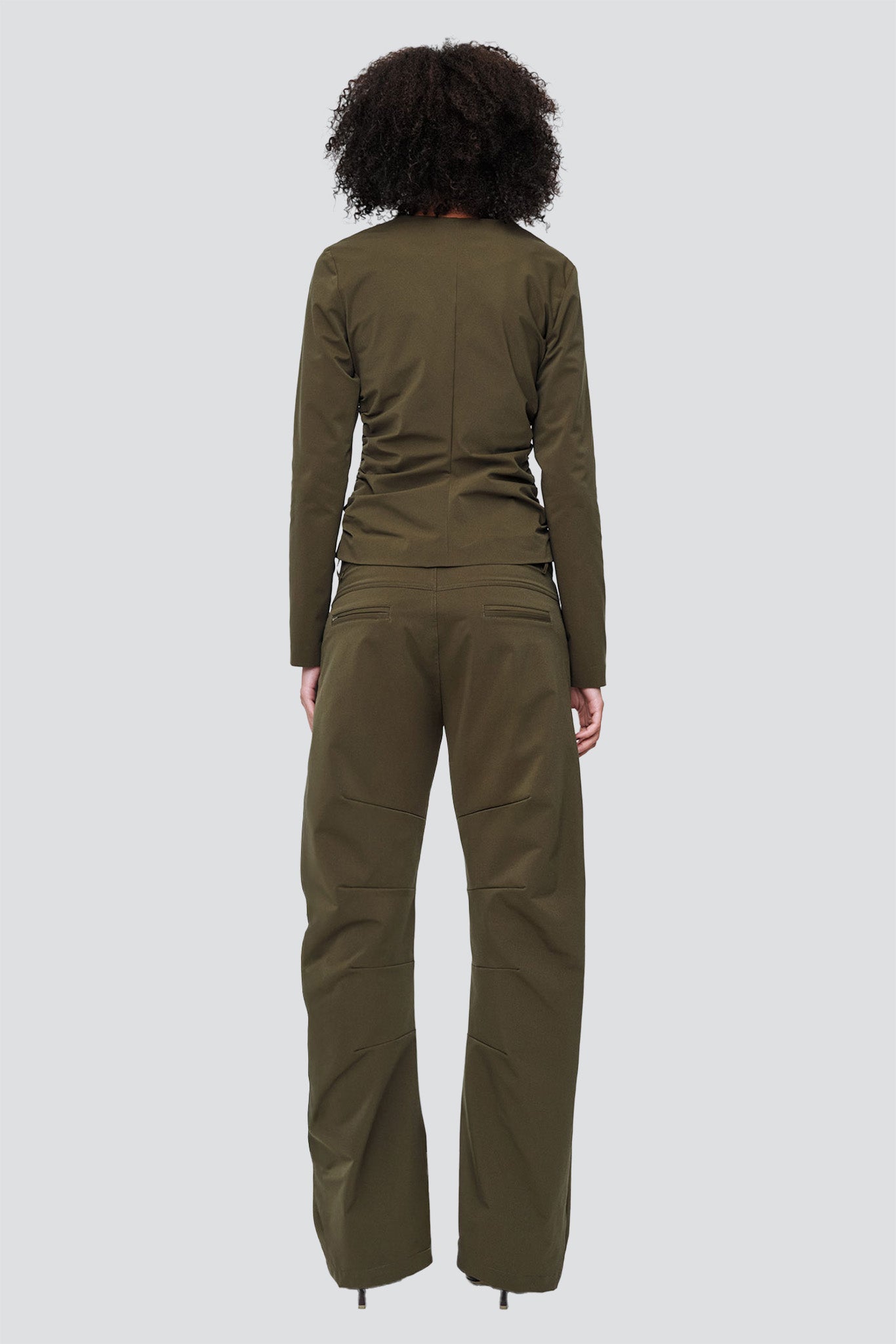 Khaki Zipper Long Sleeve Top