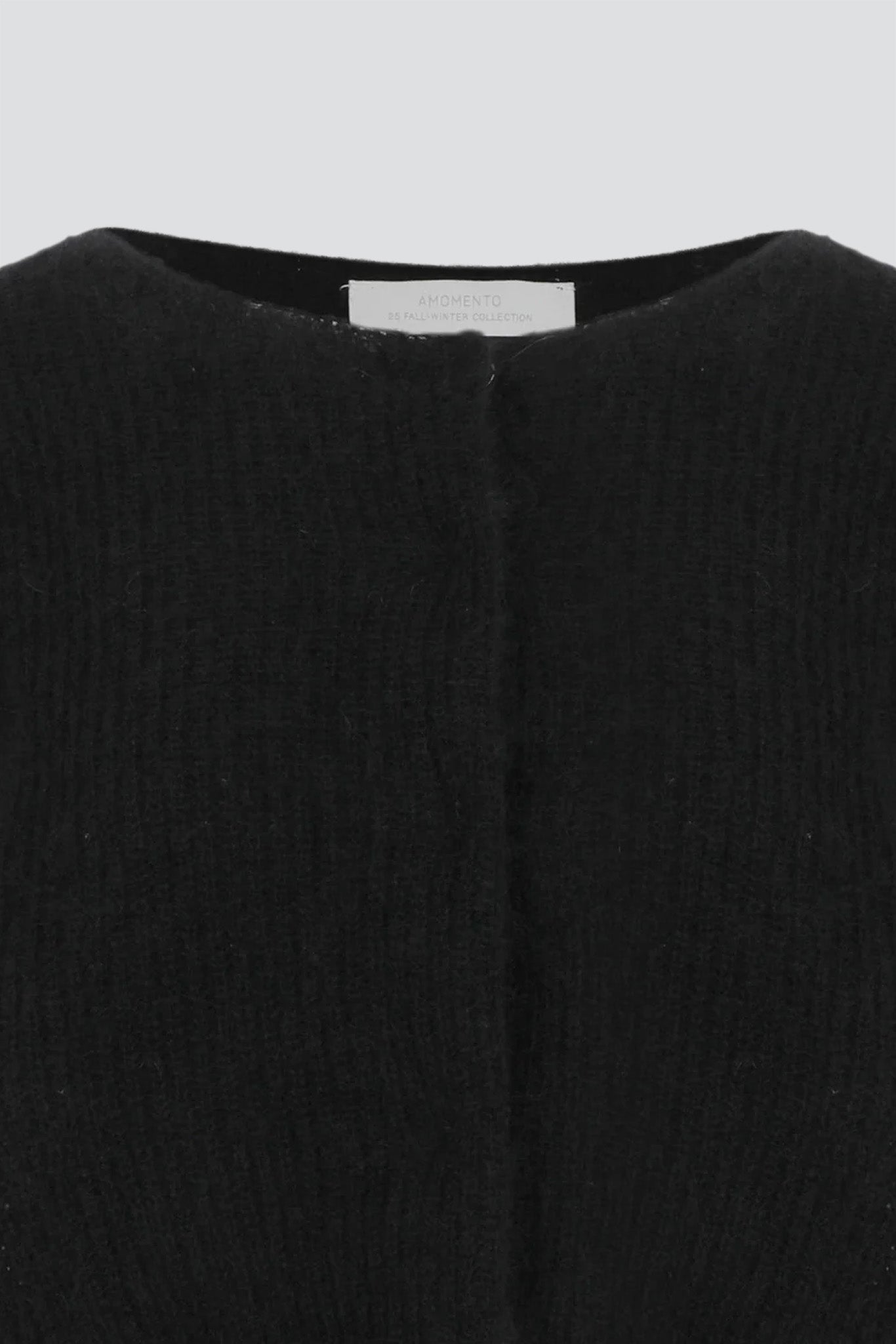 Black Round Neck Sheer Cardigan
