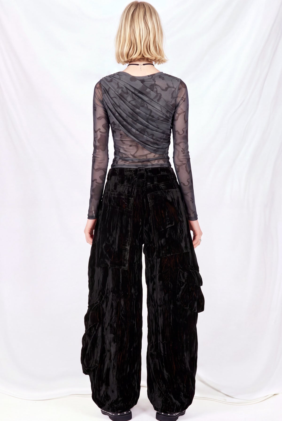 Black Velvet Lawn Cargo Pant