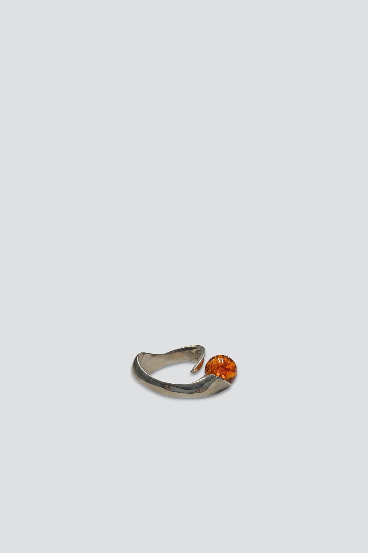 Sterling Silver Amber Pointed Ring