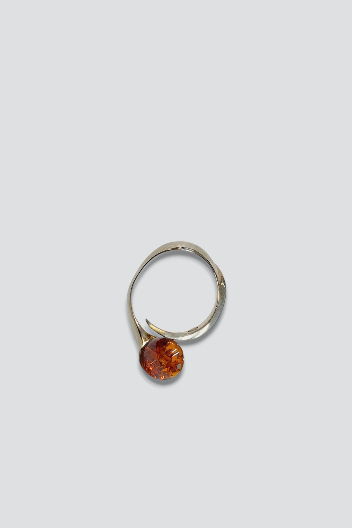 Sterling Silver Amber Pointed Ring