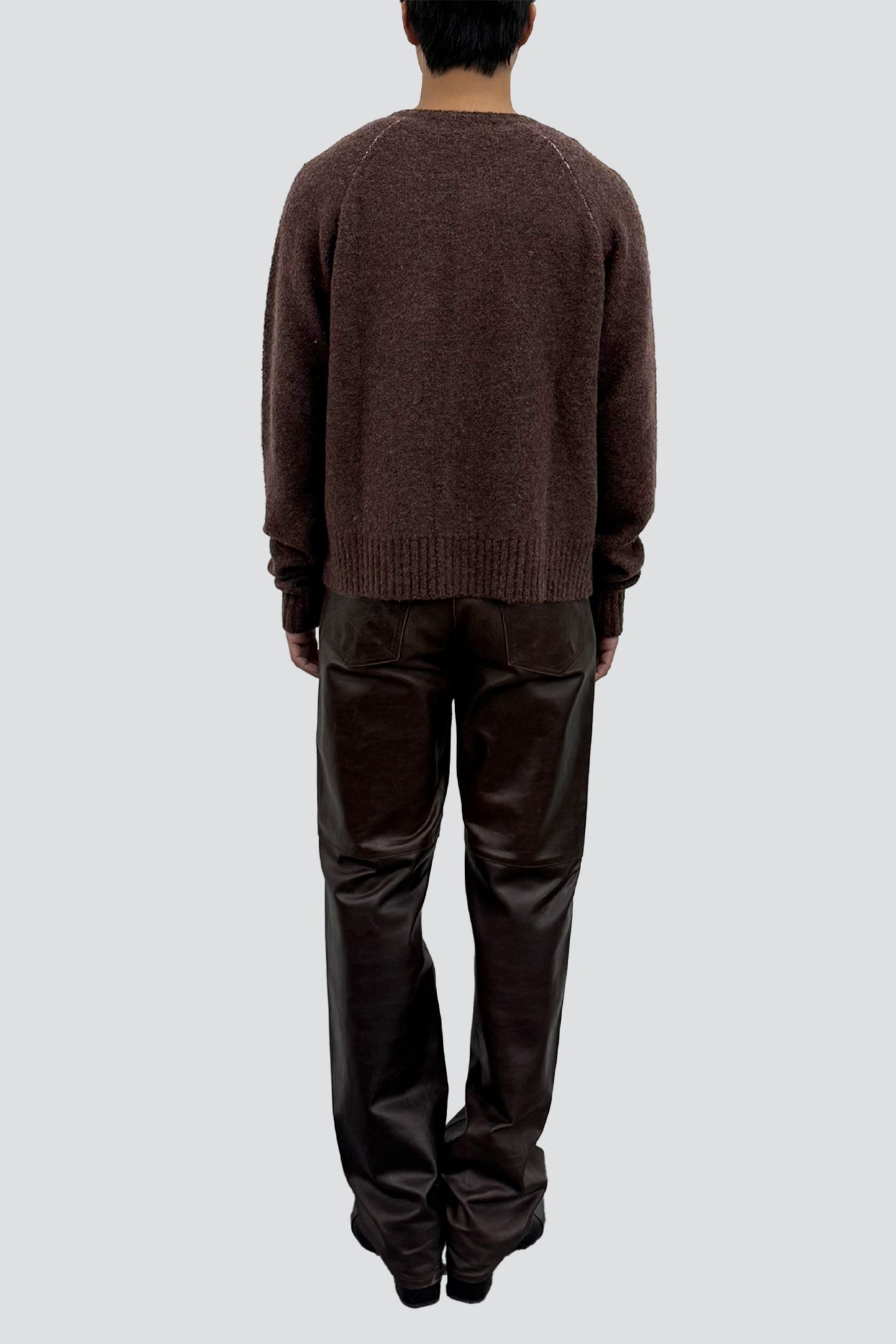 Brown Placket Button Down Knit Cardigan