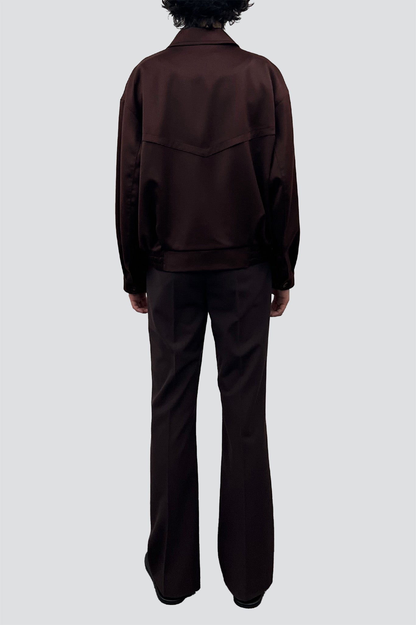 Dark Burgundy Wool Viscose Oversized Bomber Jacket