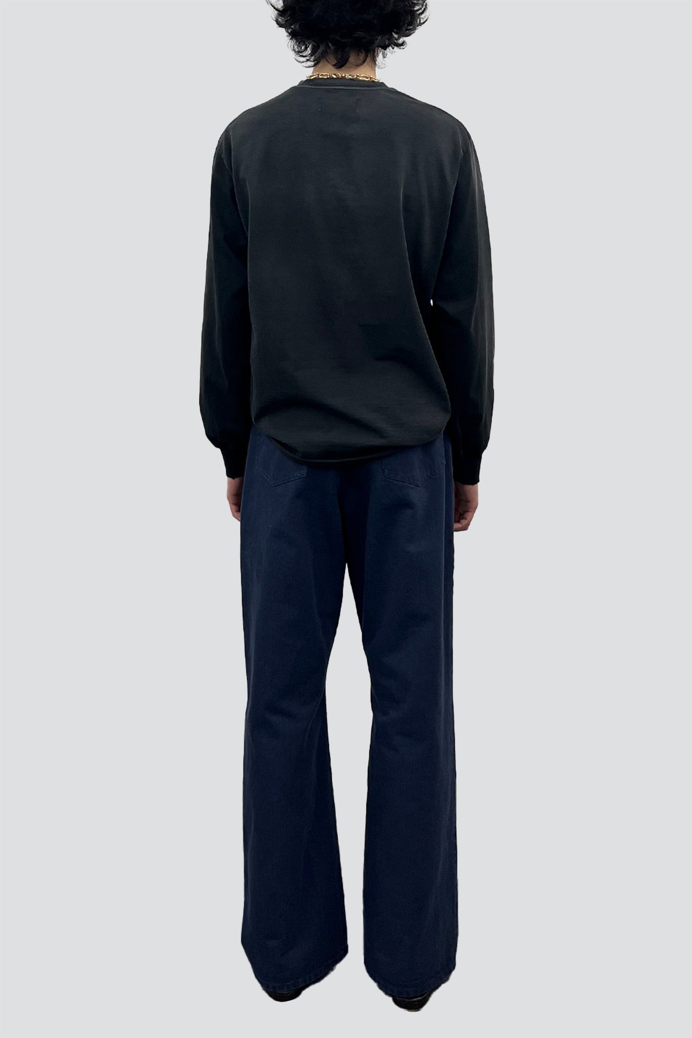 Faded Black Garment Dyed Long Sleeve Crew