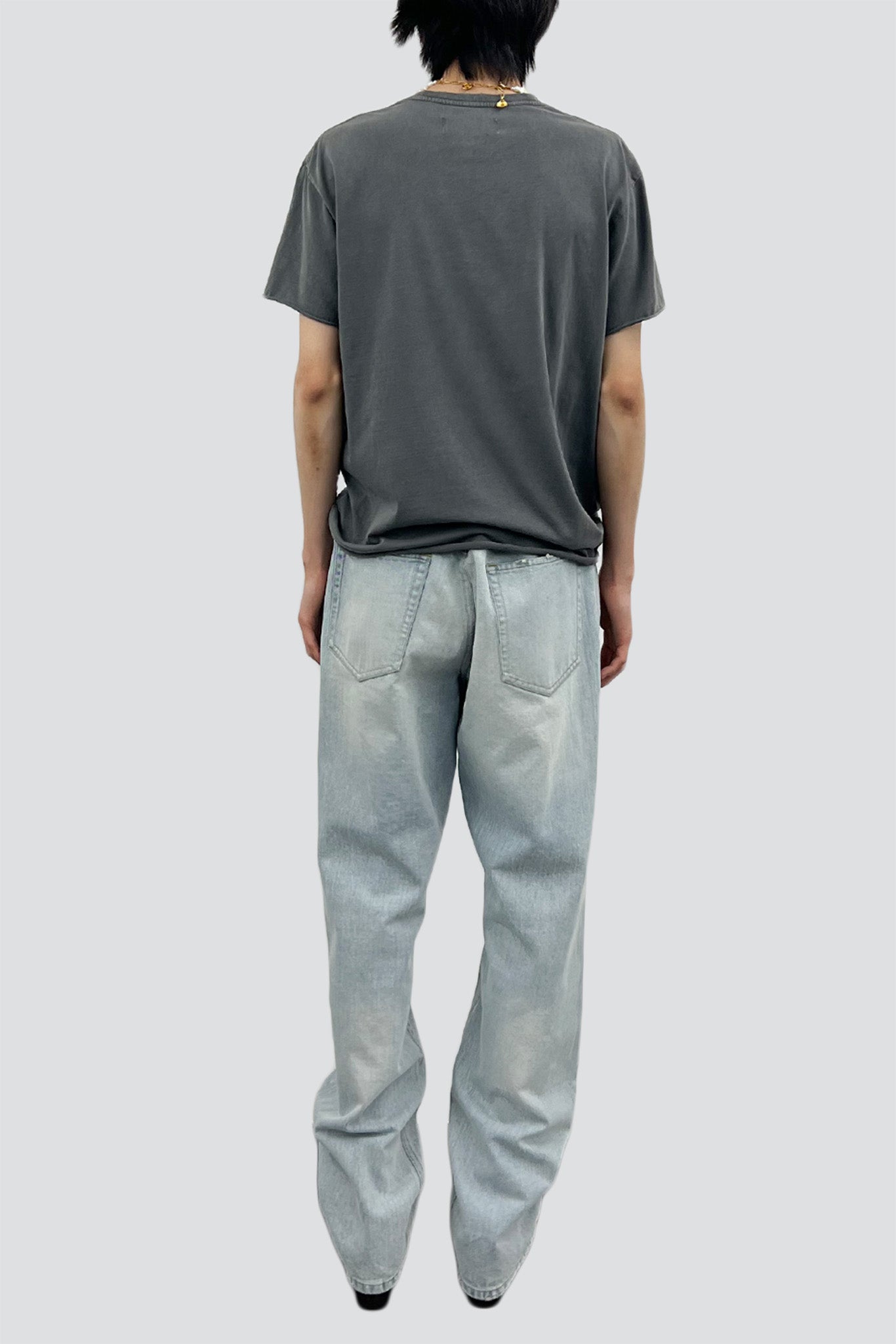 Faded Carbon Garment Dyed Raw Edge T-Shirt