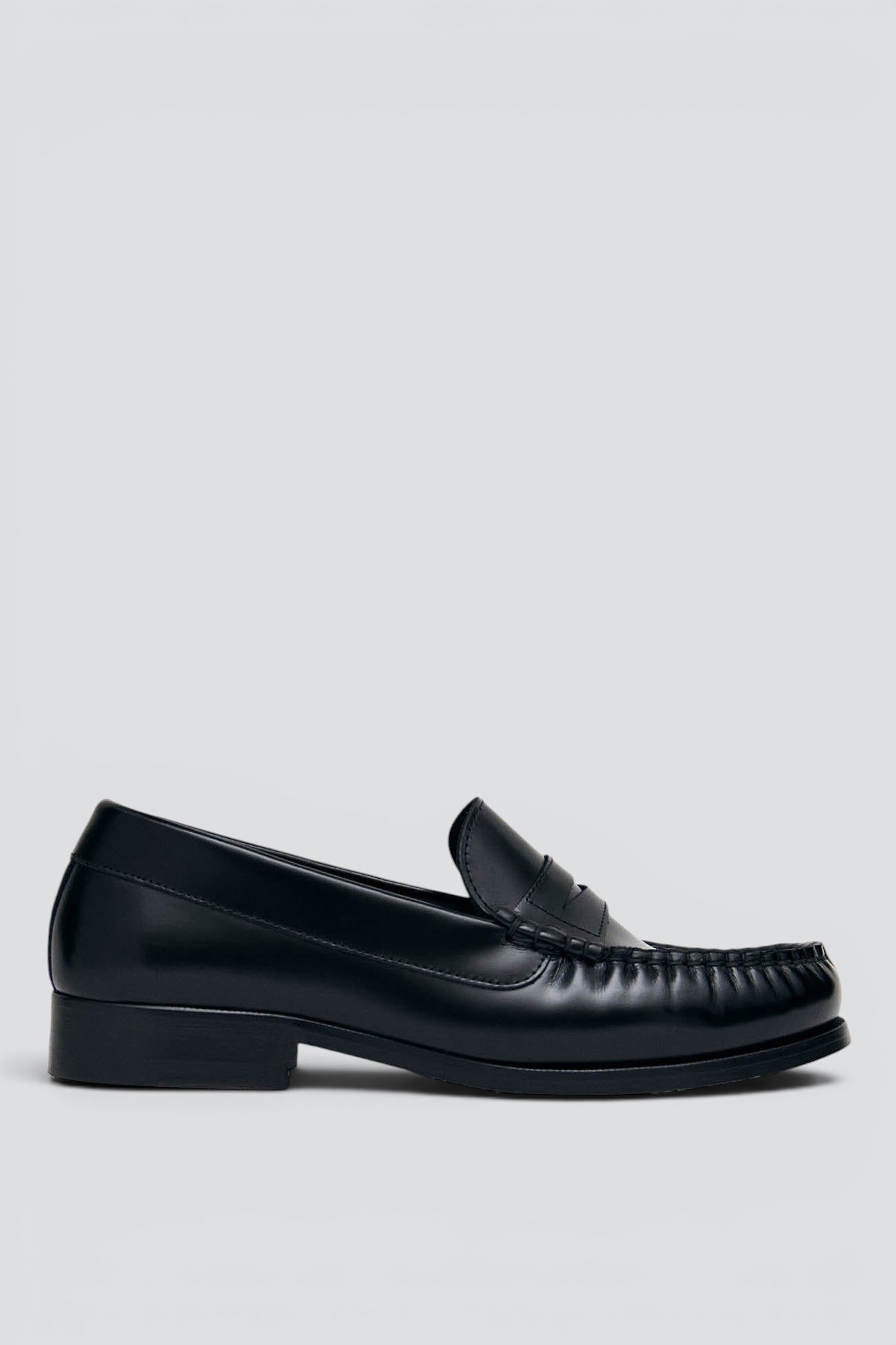 Black Leather Rivet Loafers