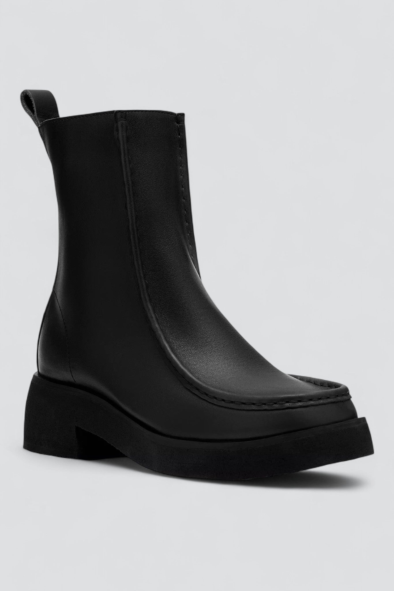 Black Leather Effery Zip