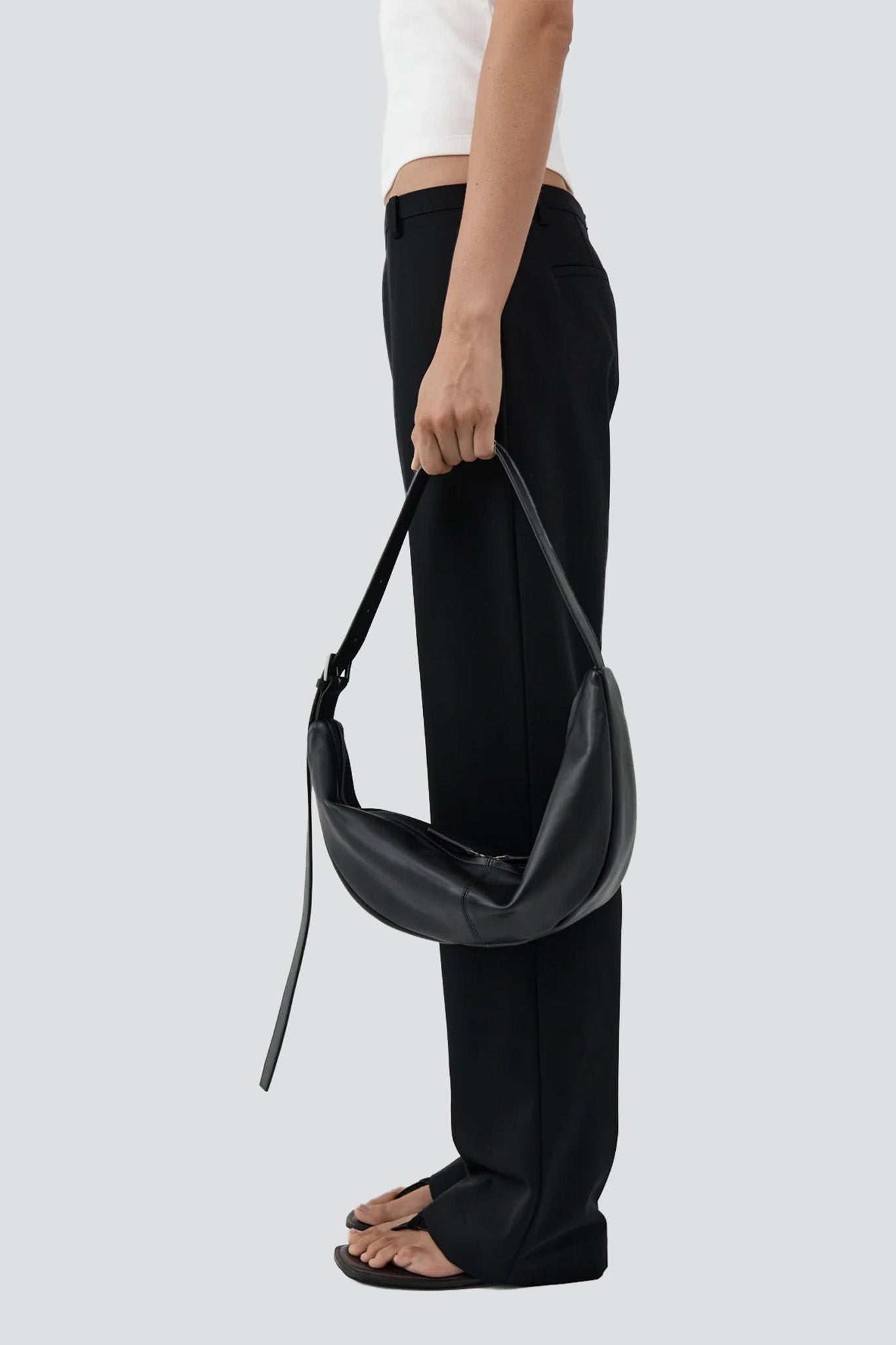 Black Adjustable Slim Crescent Bag