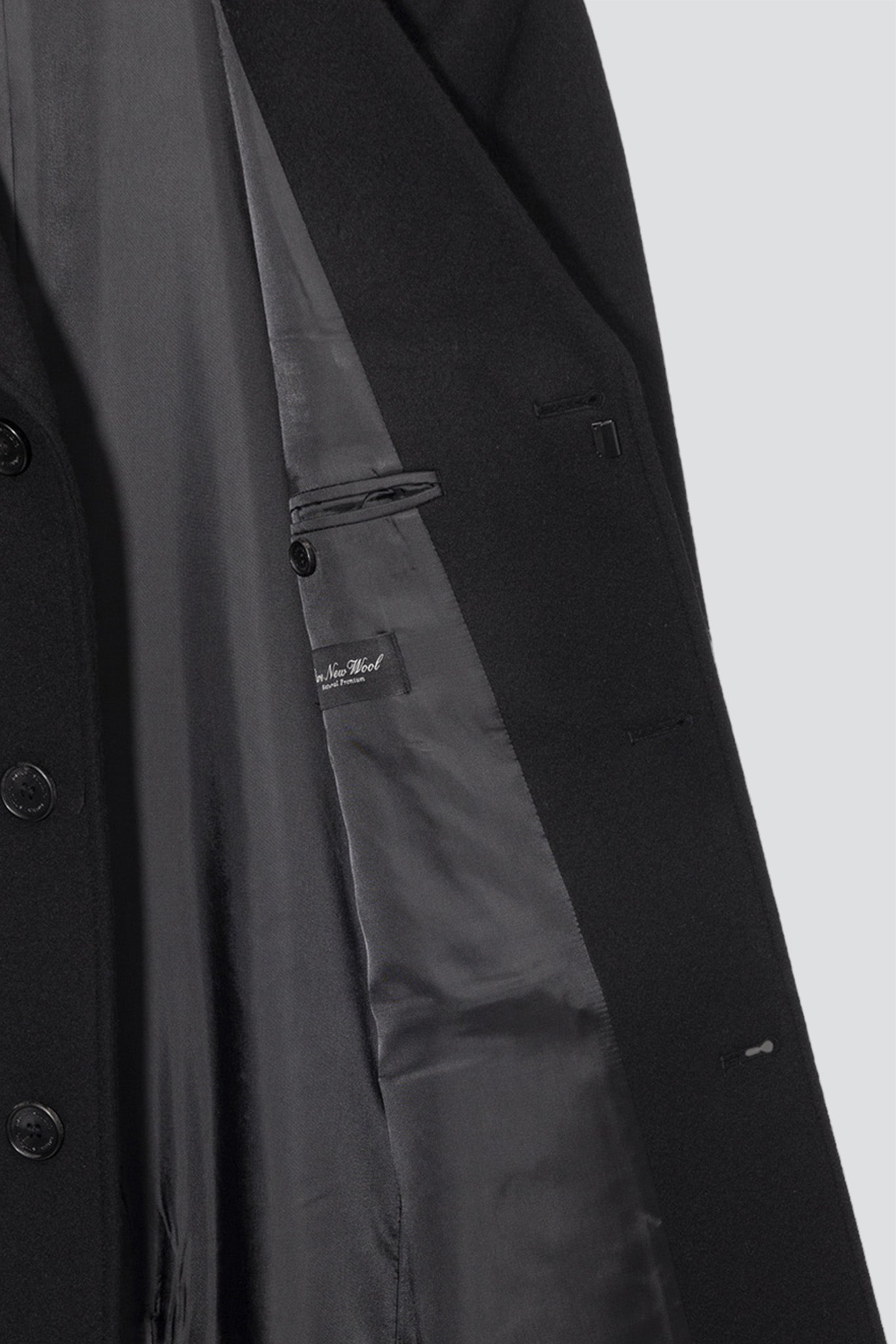 Black Unisex 2 Way 3 Button Cashmere Coat