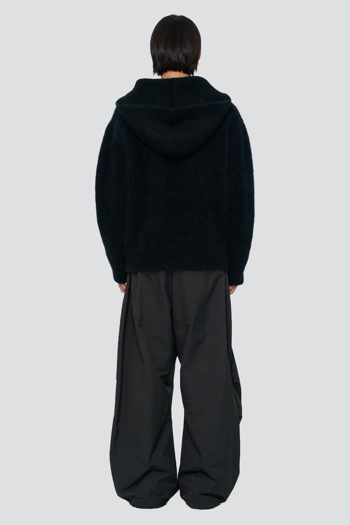 Black Hairy Rounded Pullover