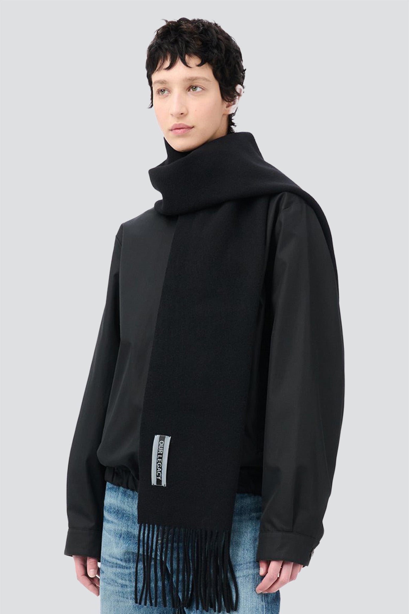 Black Double Wool Estate Scarf