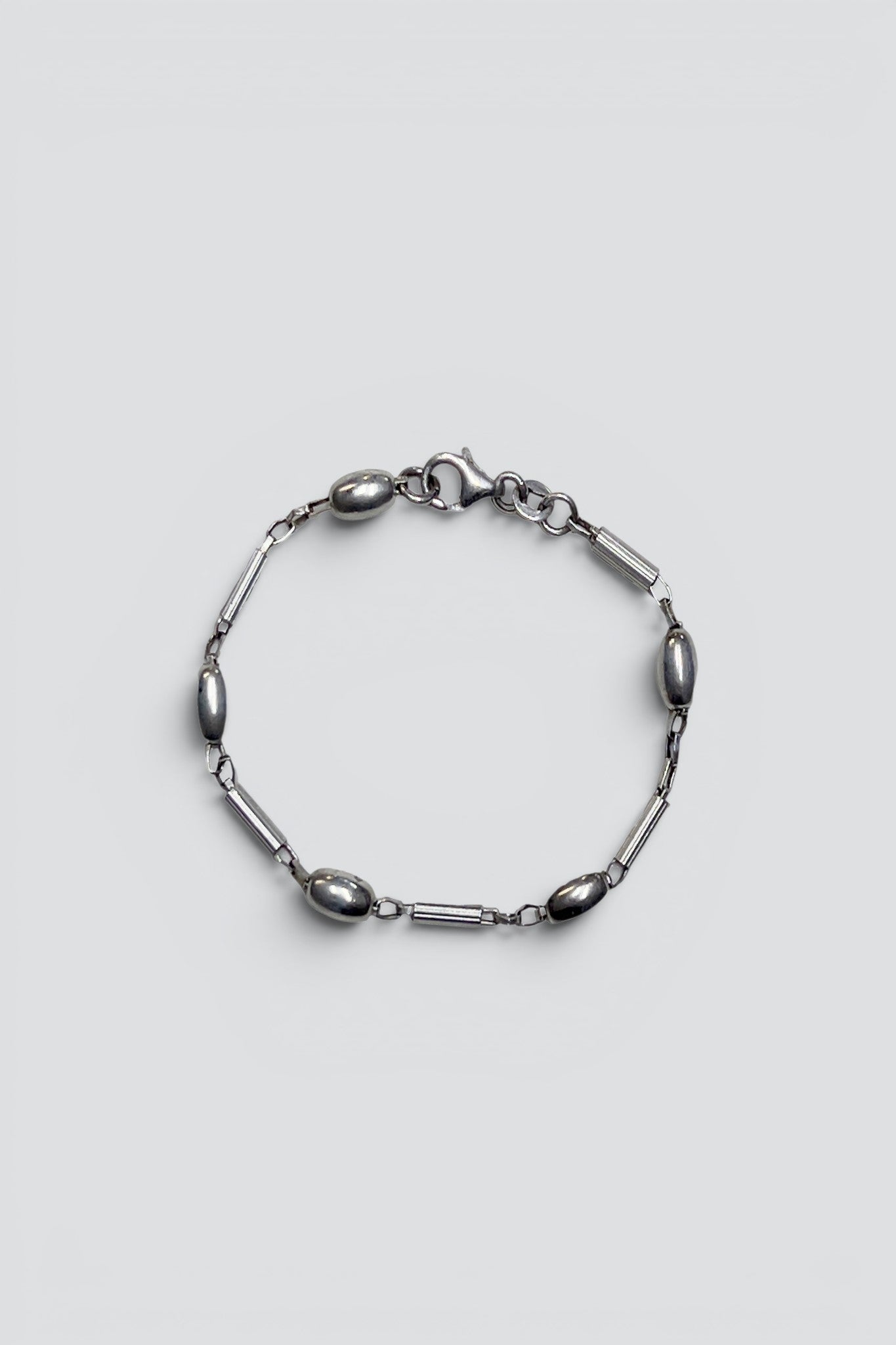 Sterling Silver Oval/Tube Link Bracelet