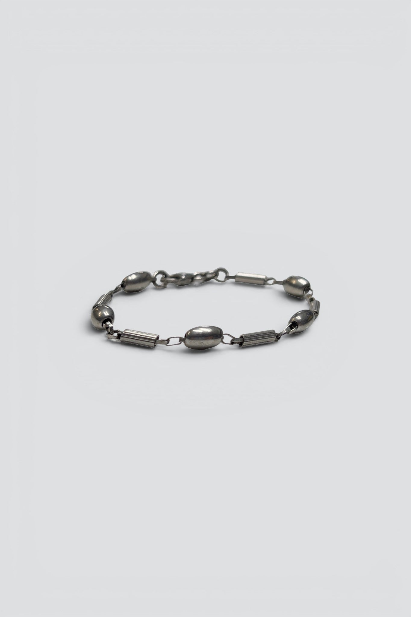 Sterling Silver Oval/Tube Link Bracelet