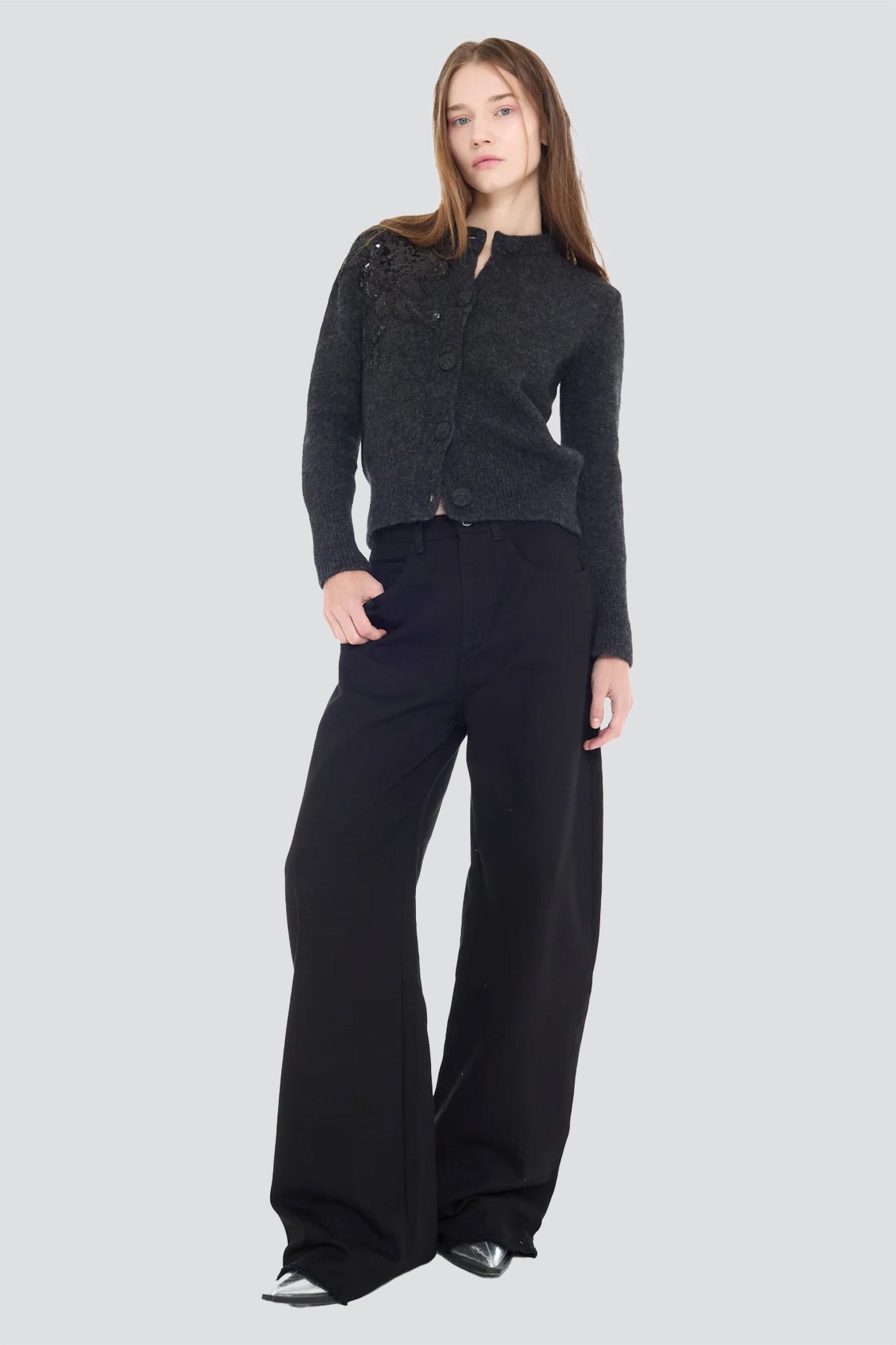 Black Drill Boyfriend Style Jeans