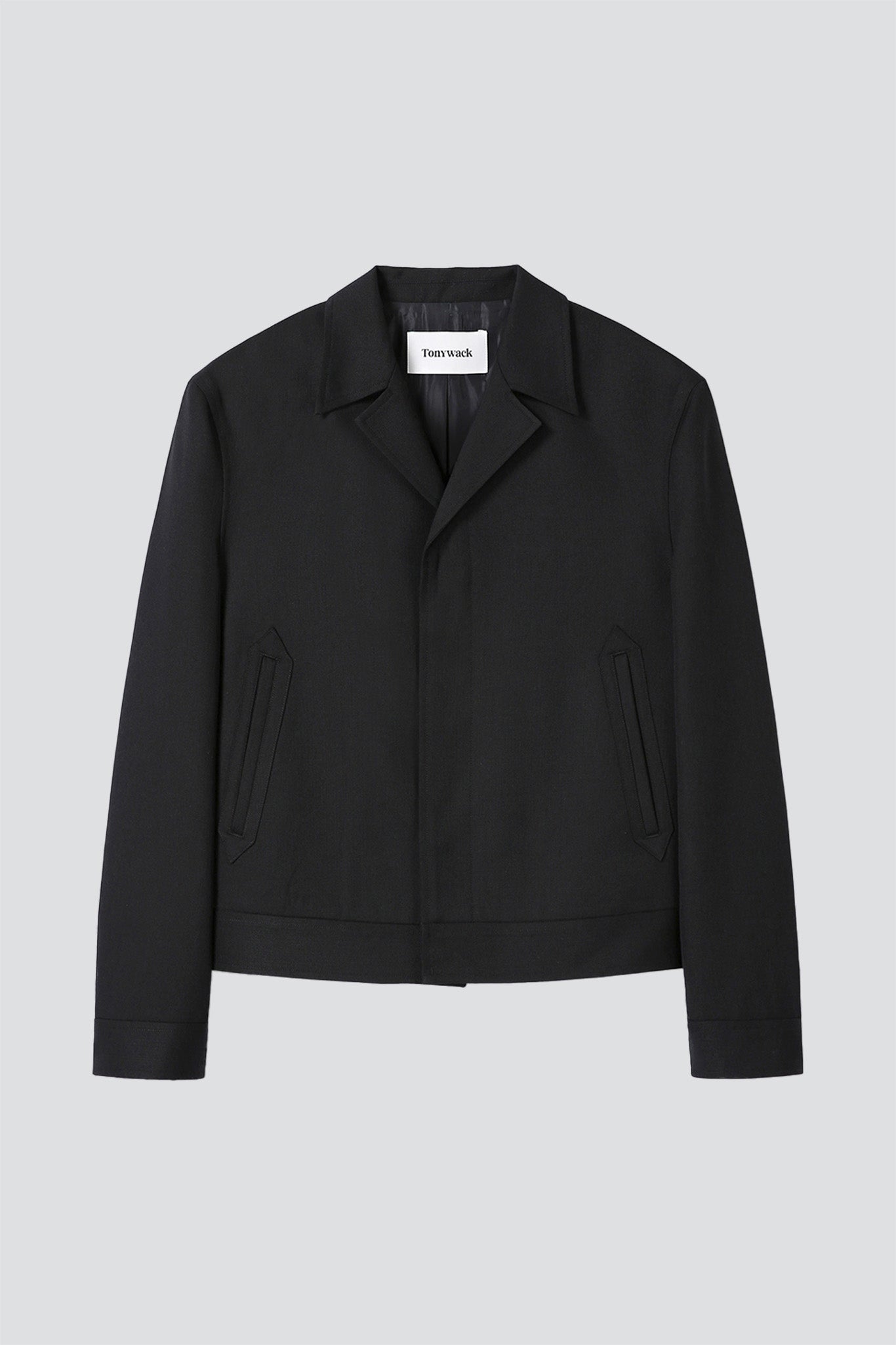 Black Wool Cropped Tailored Blouson