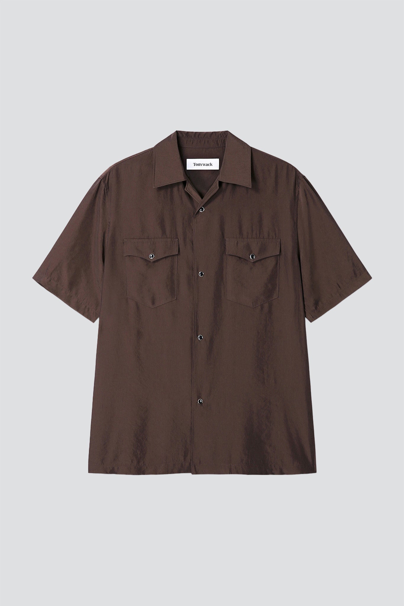 Brown Washed Rayon Pearl Snap Shirt