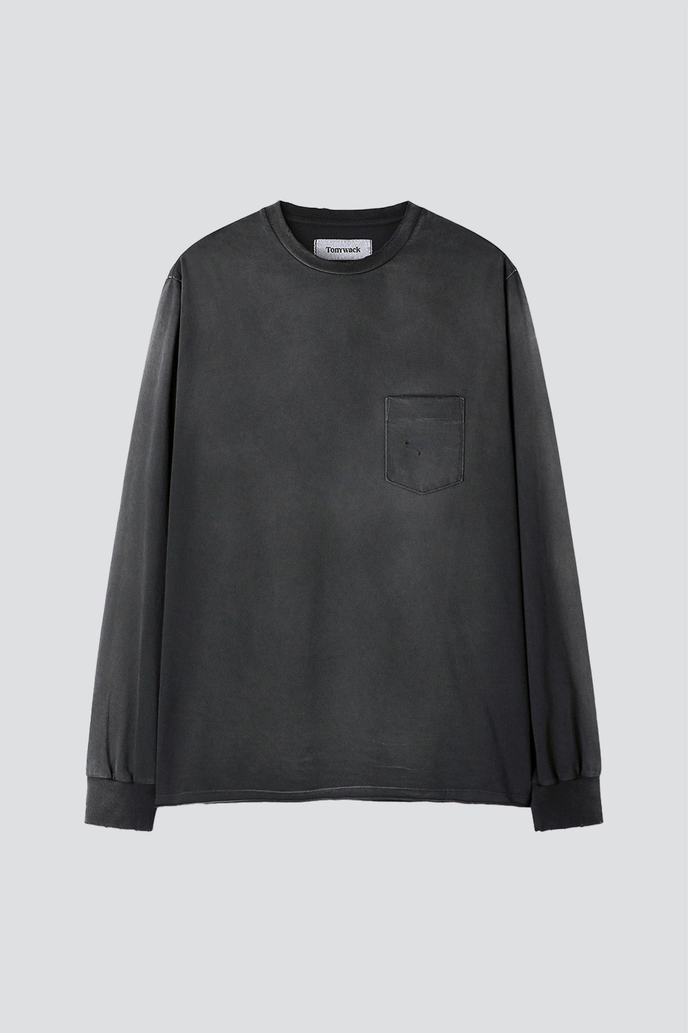 Faded Black Garment Dyed Long Sleeve Crew