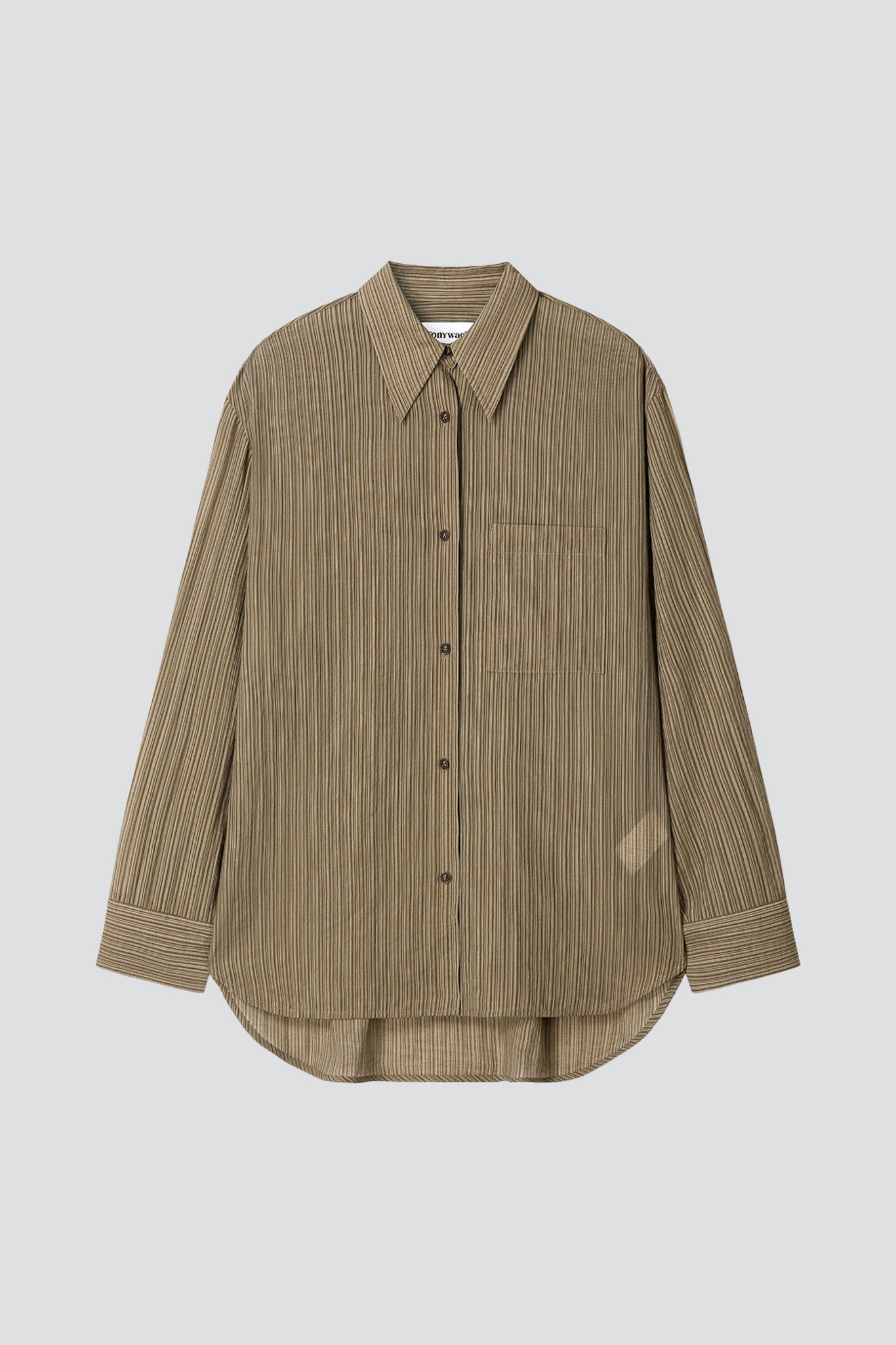 Olive Stripe Lyocell Oversized Shirt