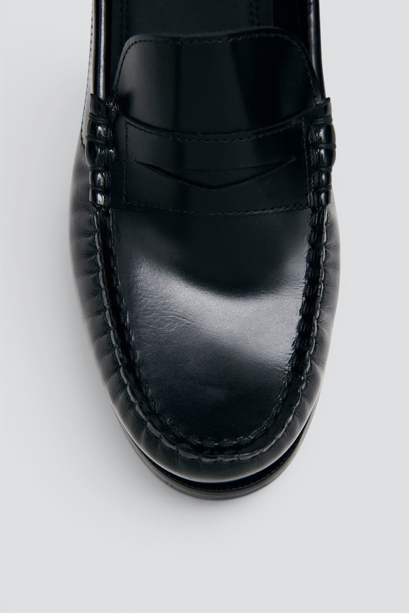Black Leather Rivet Loafers