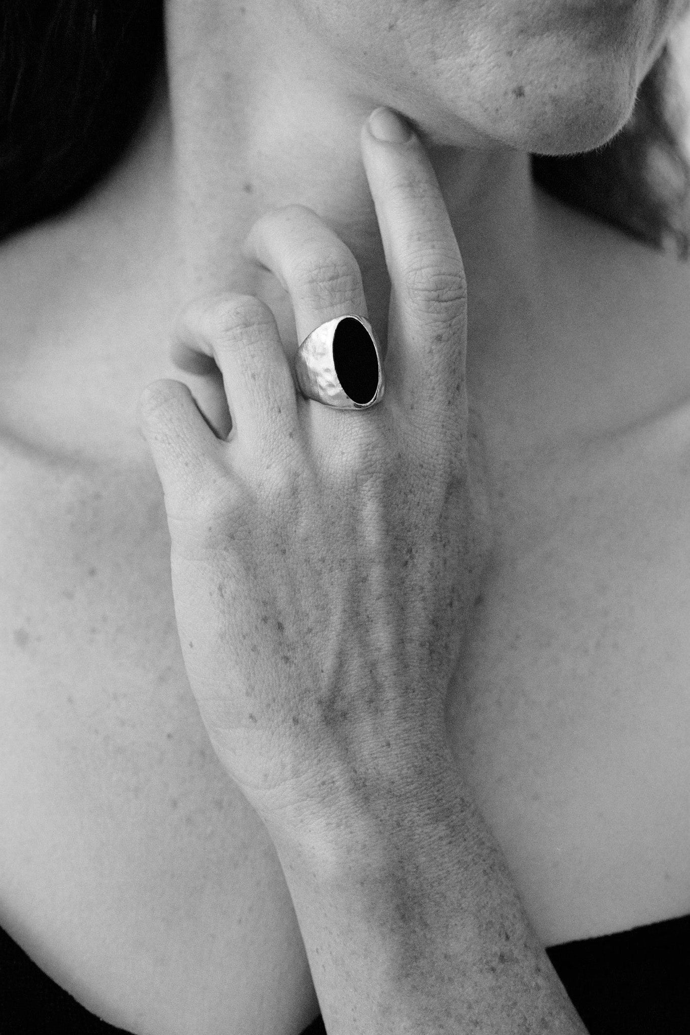 Sterling Silver/Onyx Oval Ring