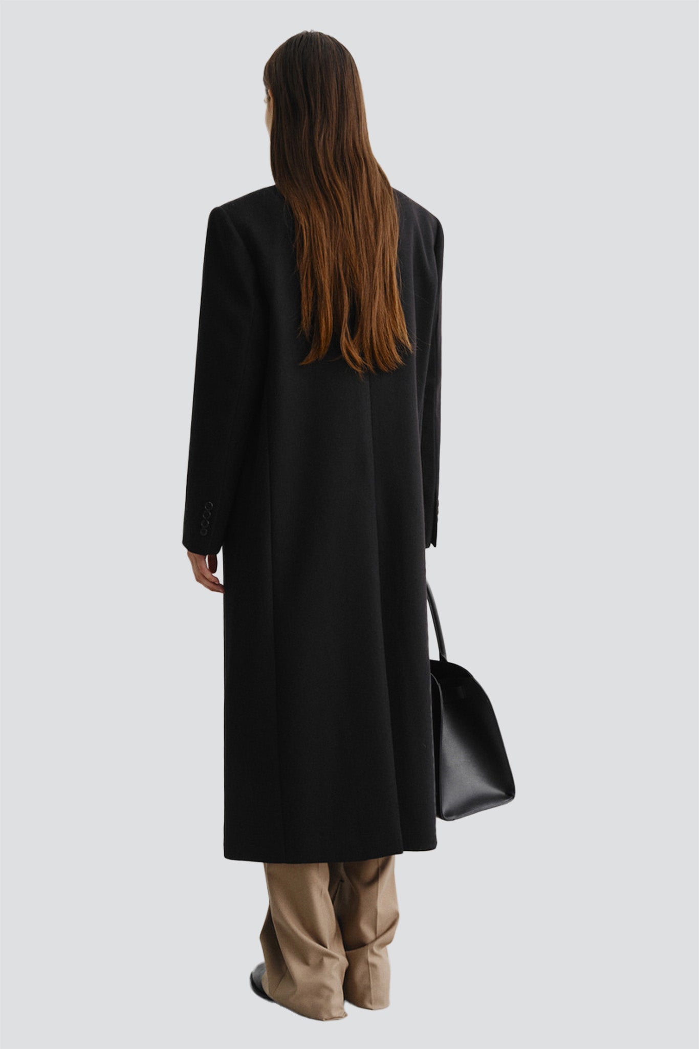 Black Unisex 2 Way 3 Button Cashmere Coat