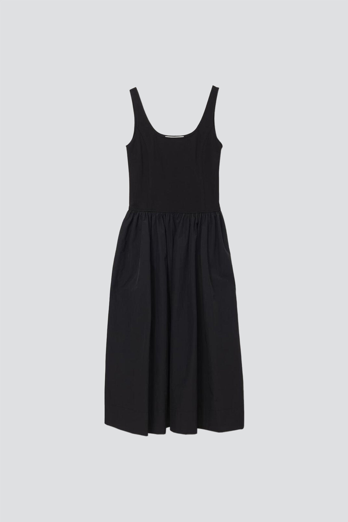 Black Jersey Mixed Long Dress