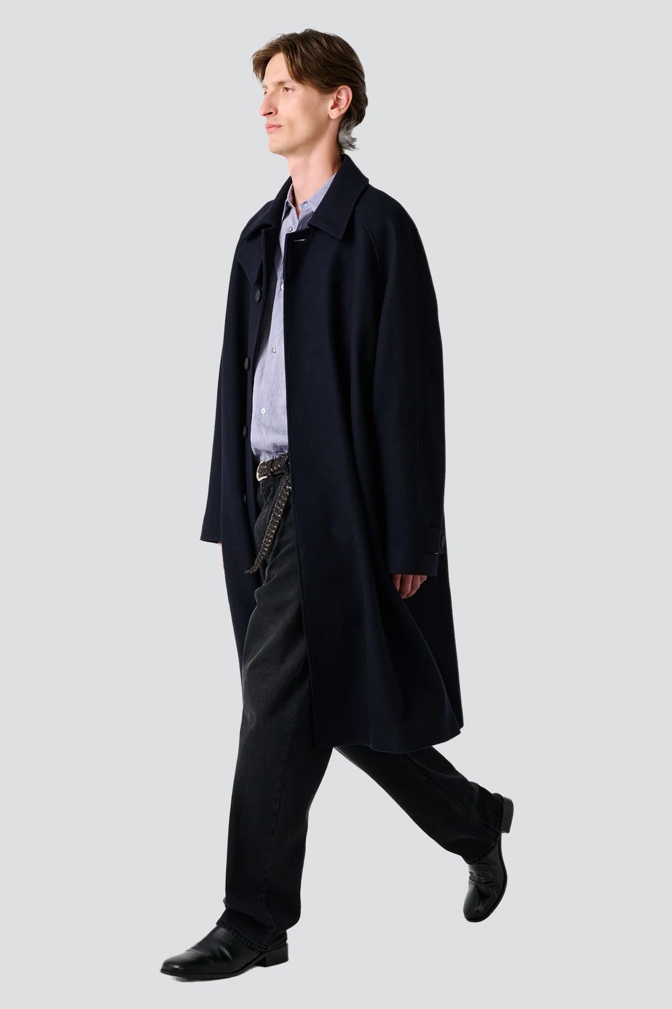Dark Navy Cabo Raglan Wool Coat