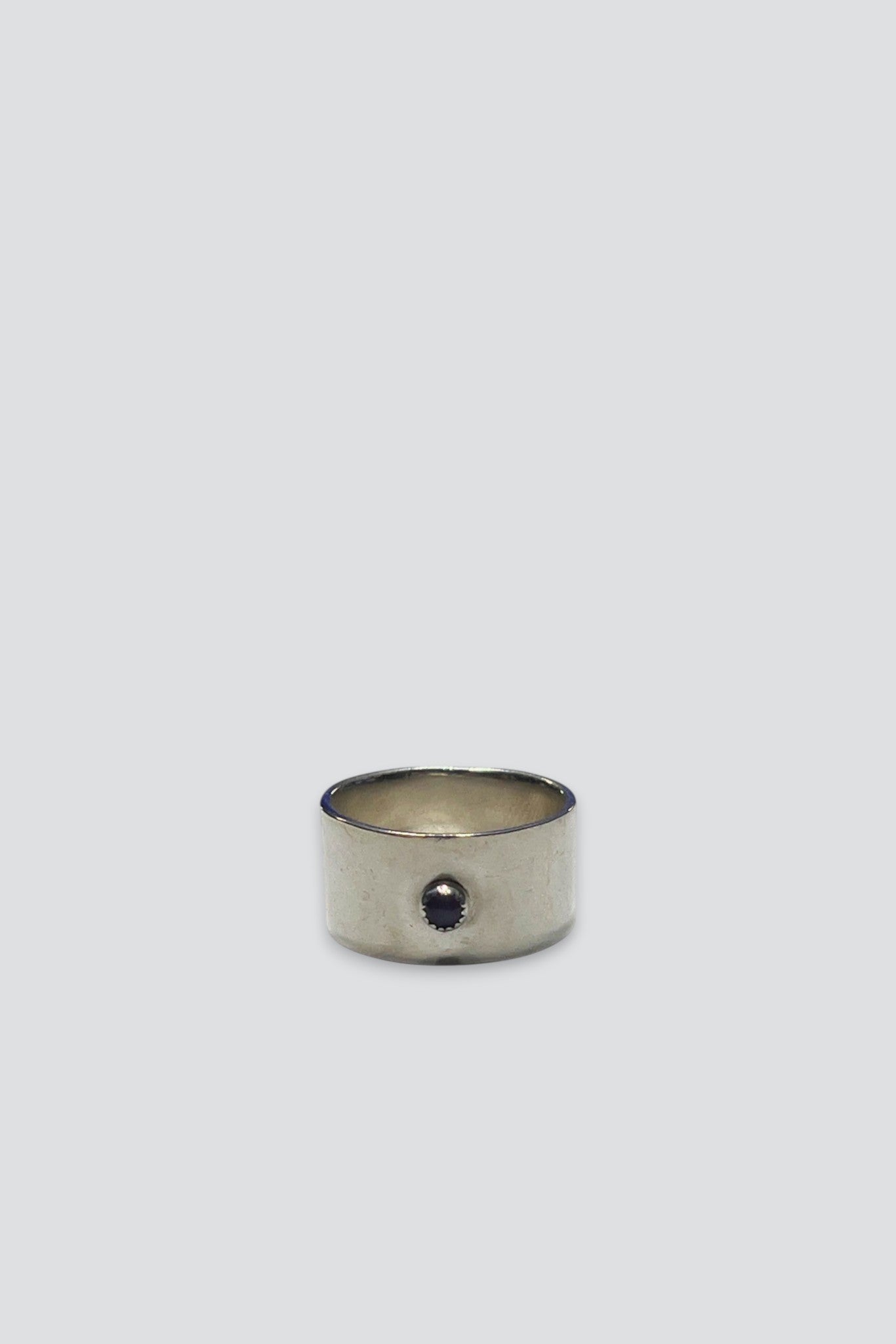Sterling Silver Amethyst Wide Band Dot Ring