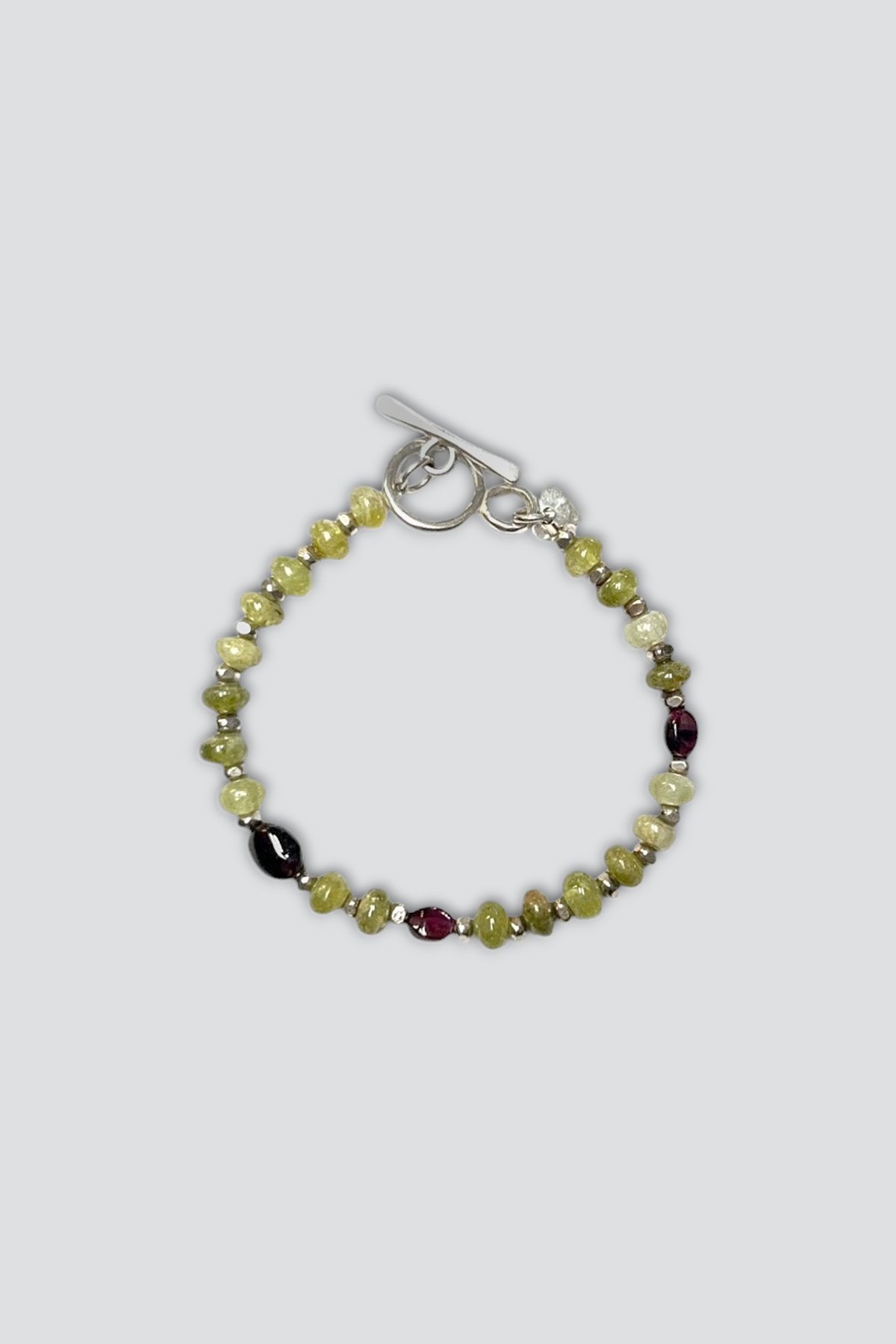 Sterling Silver Jadeite Amethyst Bead Bracelet