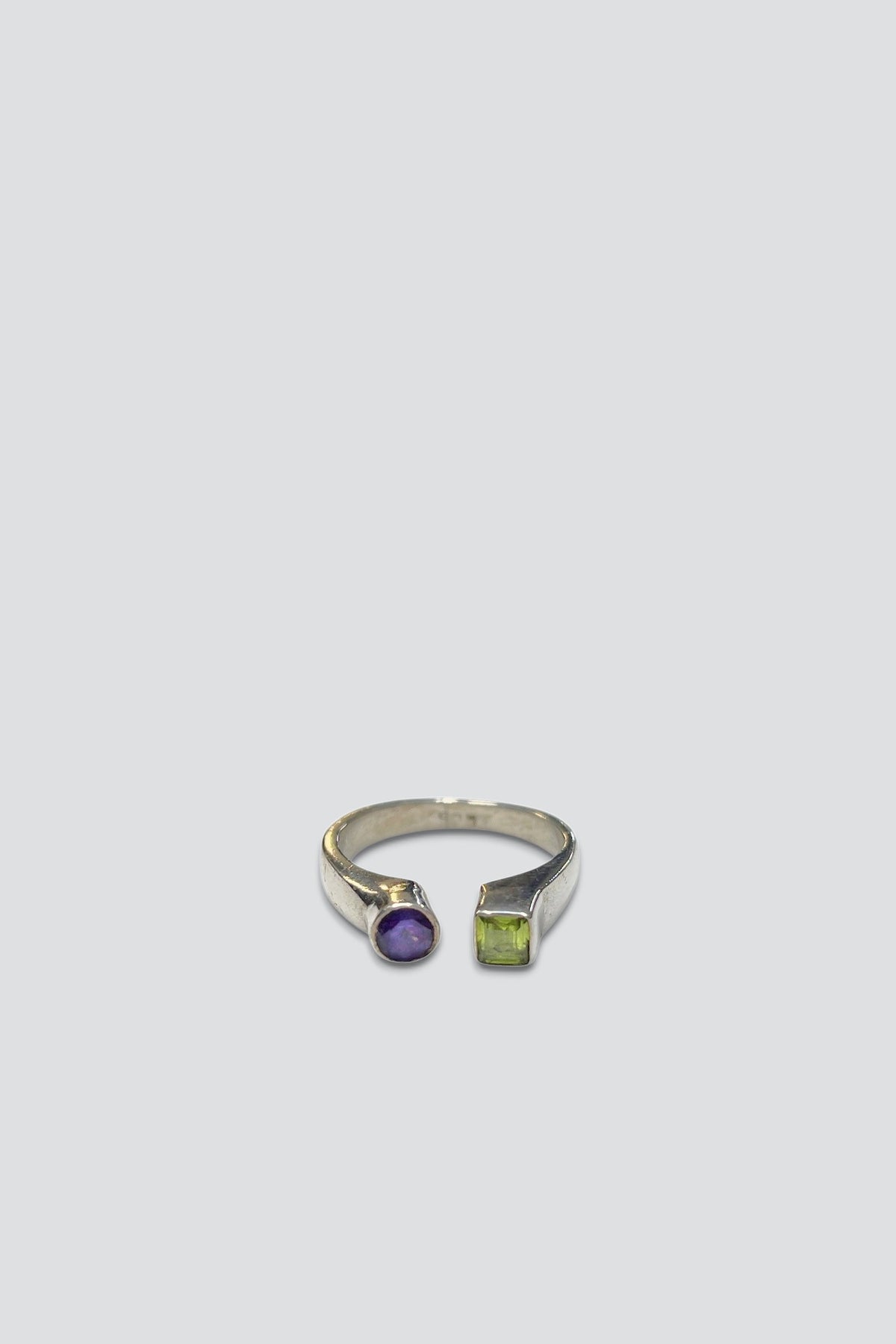 Sterling Silver Peridot Amethyst Open Ring