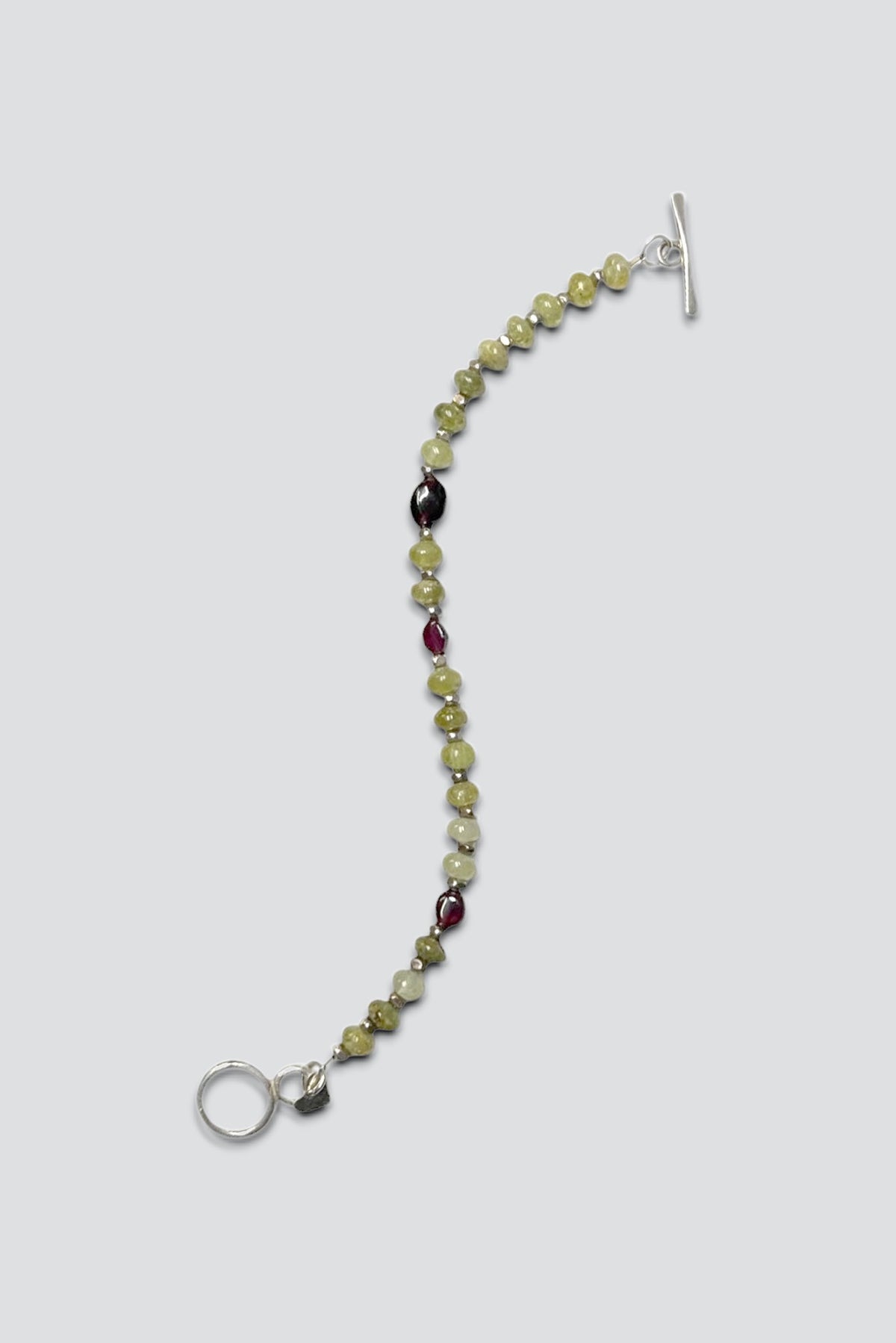 Sterling Silver Jadeite Amethyst Bead Bracelet