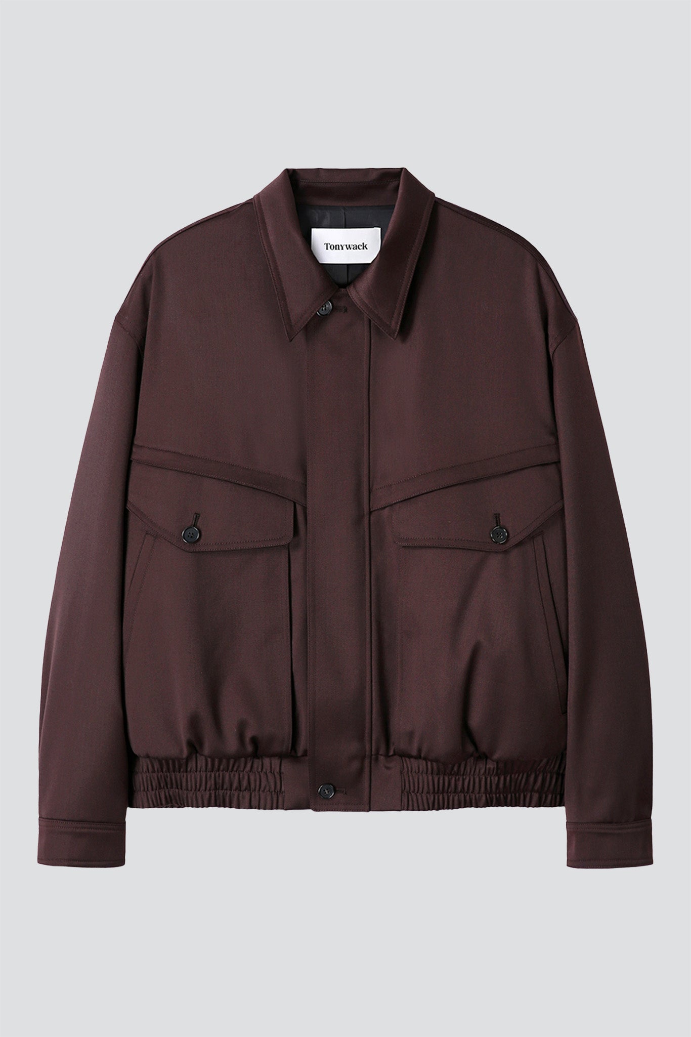 Dark Burgundy Wool Viscose Oversized Bomber Jacket