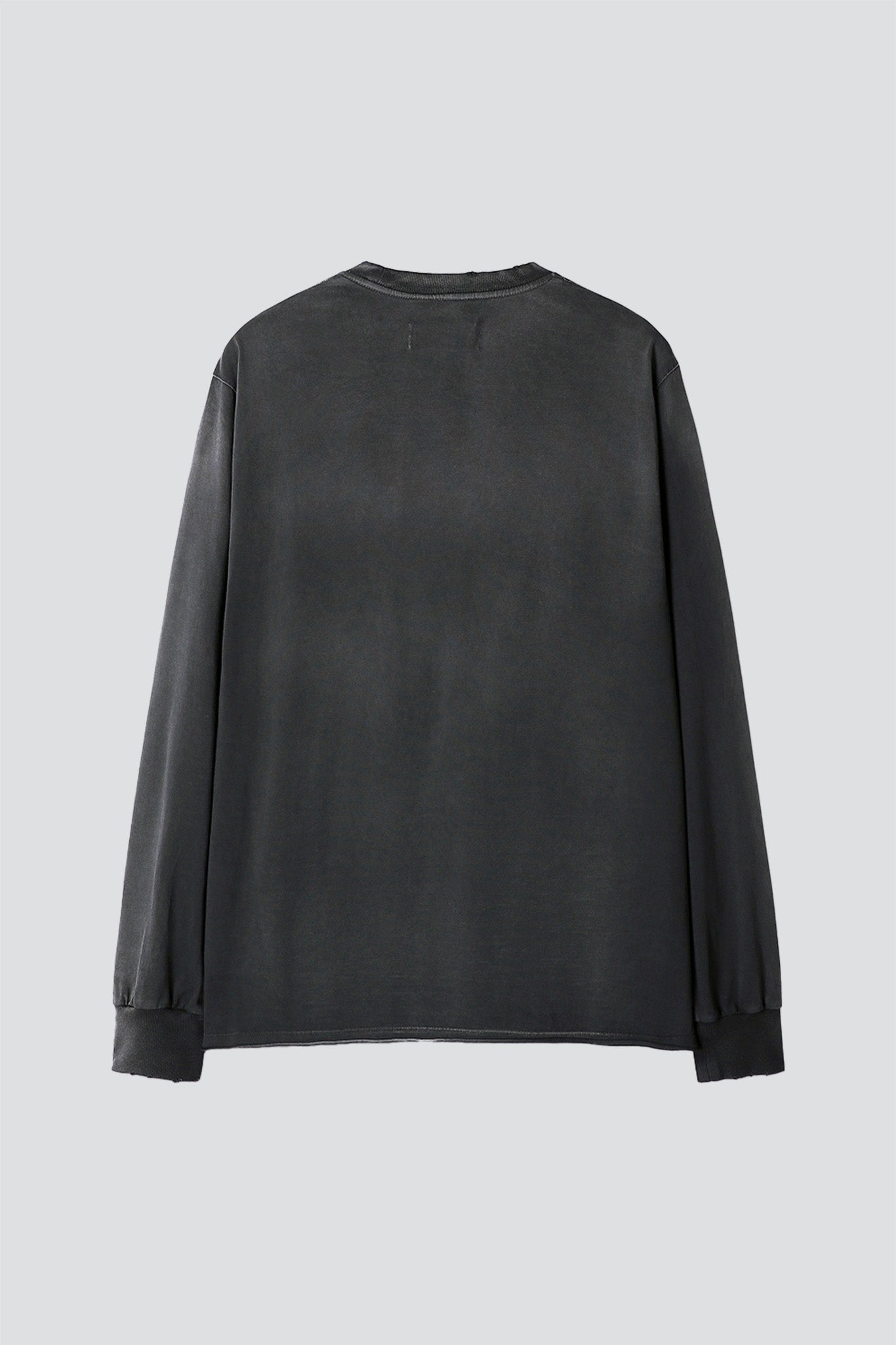 Faded Black Garment Dyed Long Sleeve Crew