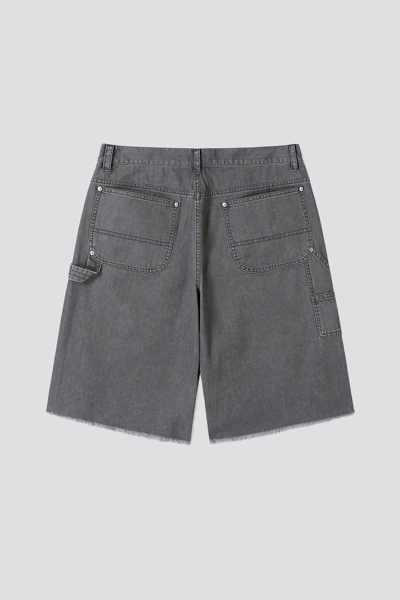 Faded Carbon Hand Distressed HBT Double Knee Shorts