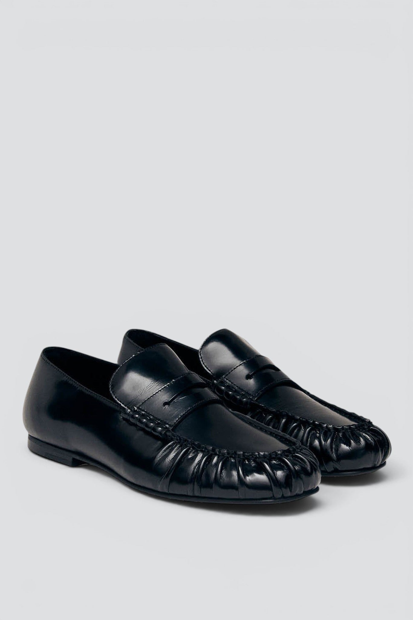 Black Leather Aven Loafers