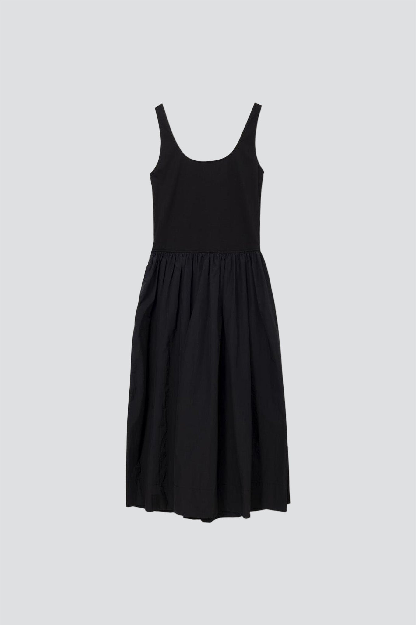 Black Jersey Mixed Long Dress