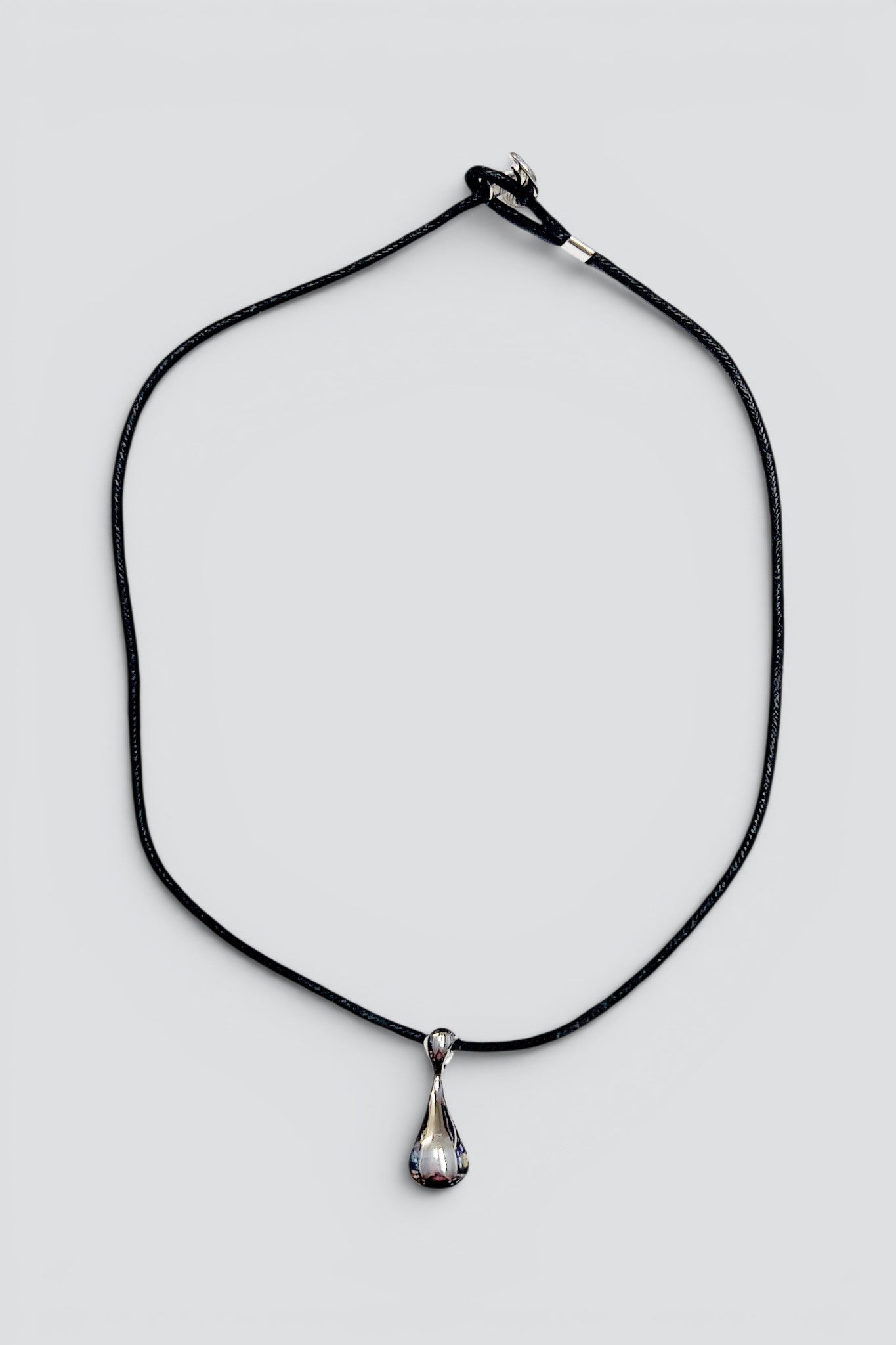 Sterling Silver Cord Teardrop Pendant Necklace