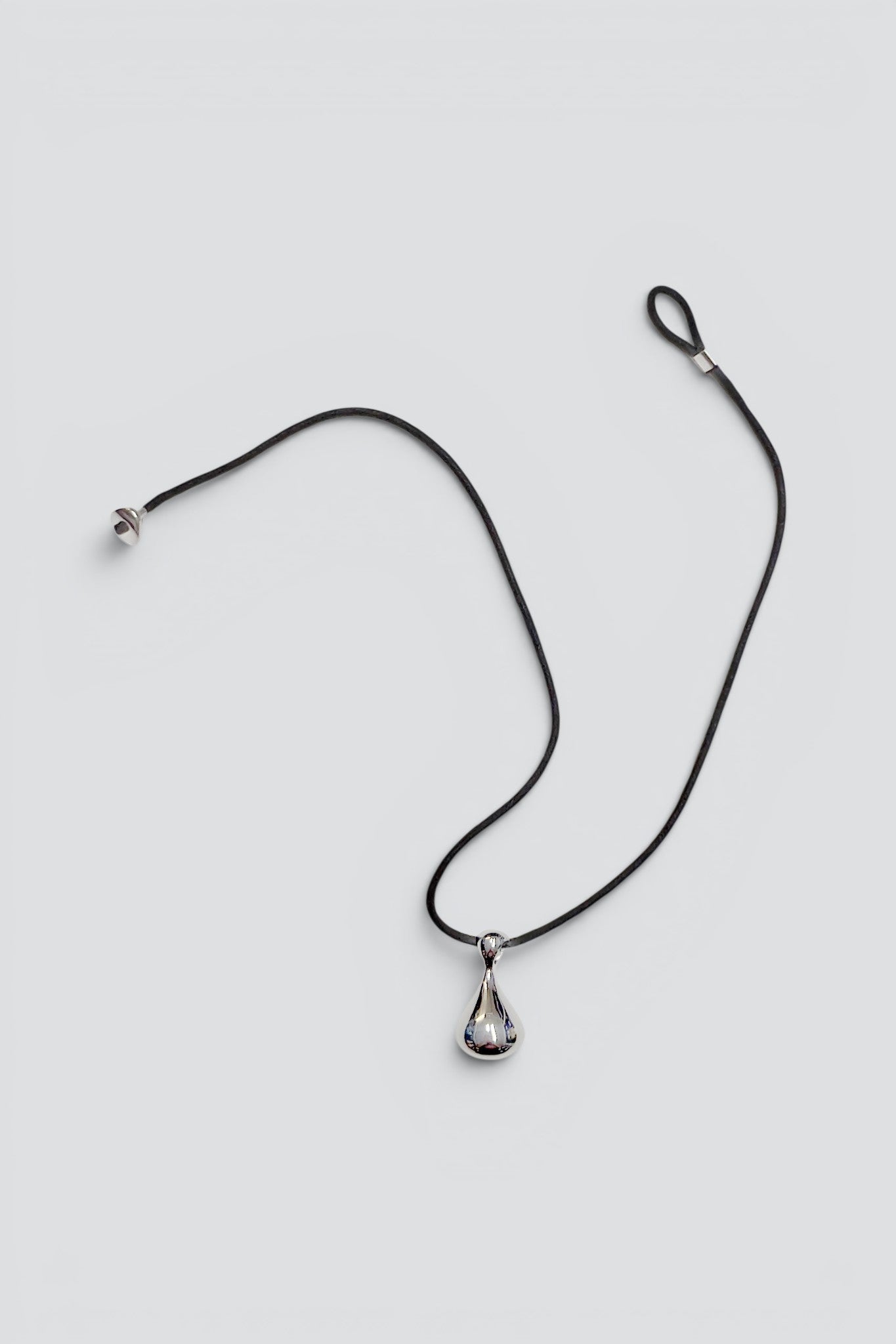 Sterling Silver Cord Teardrop Pendant Necklace
