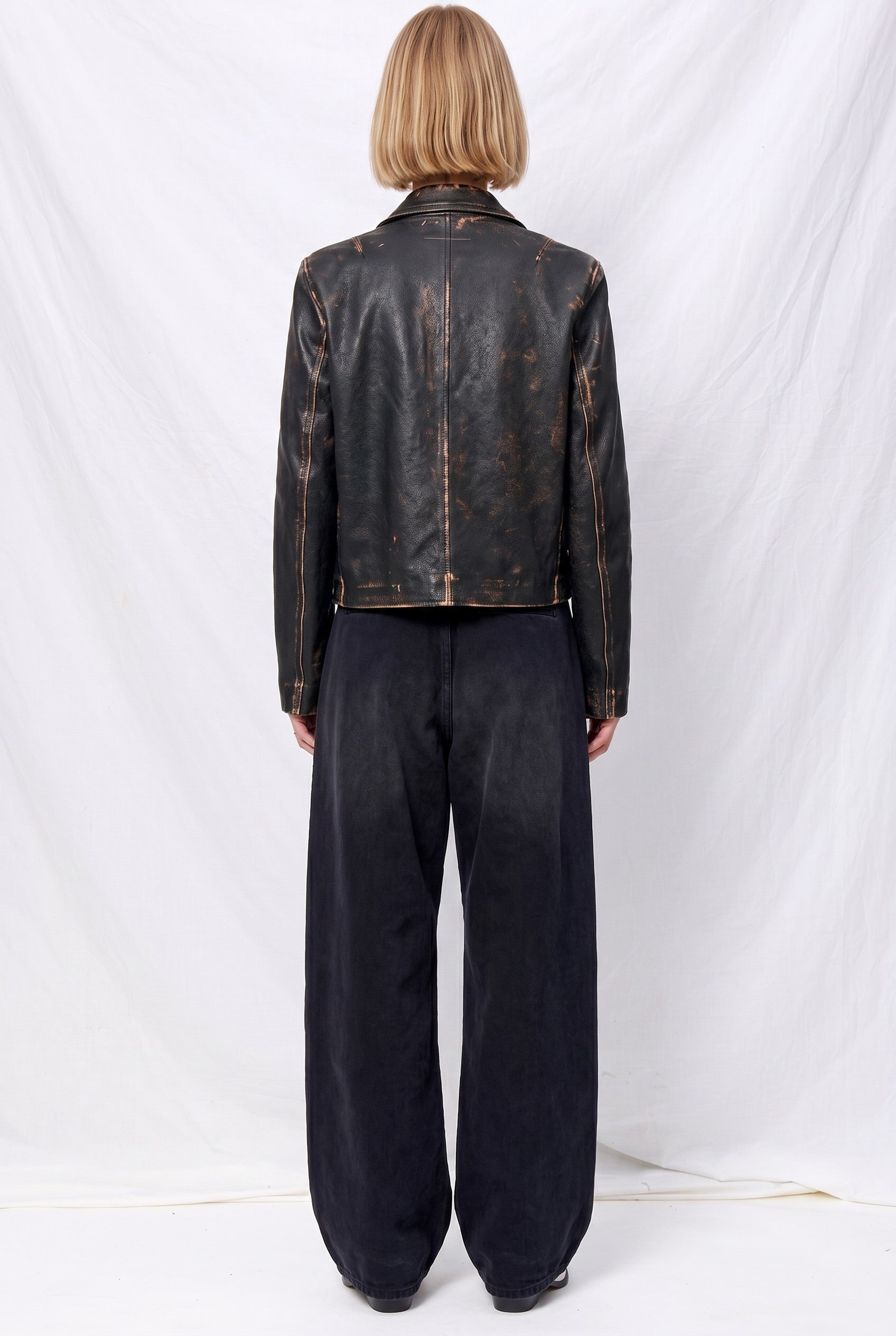 Black Buttoned Leather Jacket
