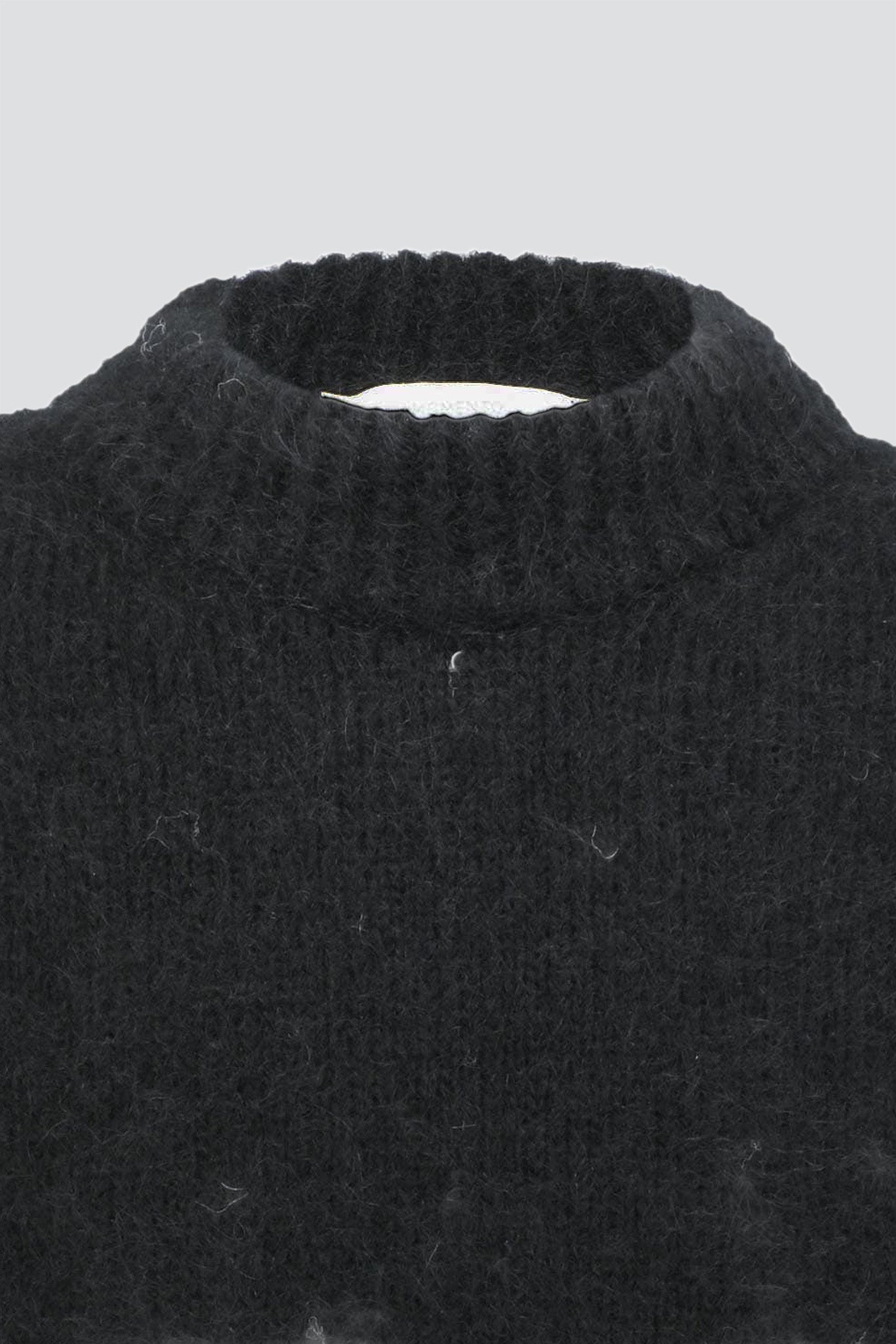 Black Hairy Rounded Pullover