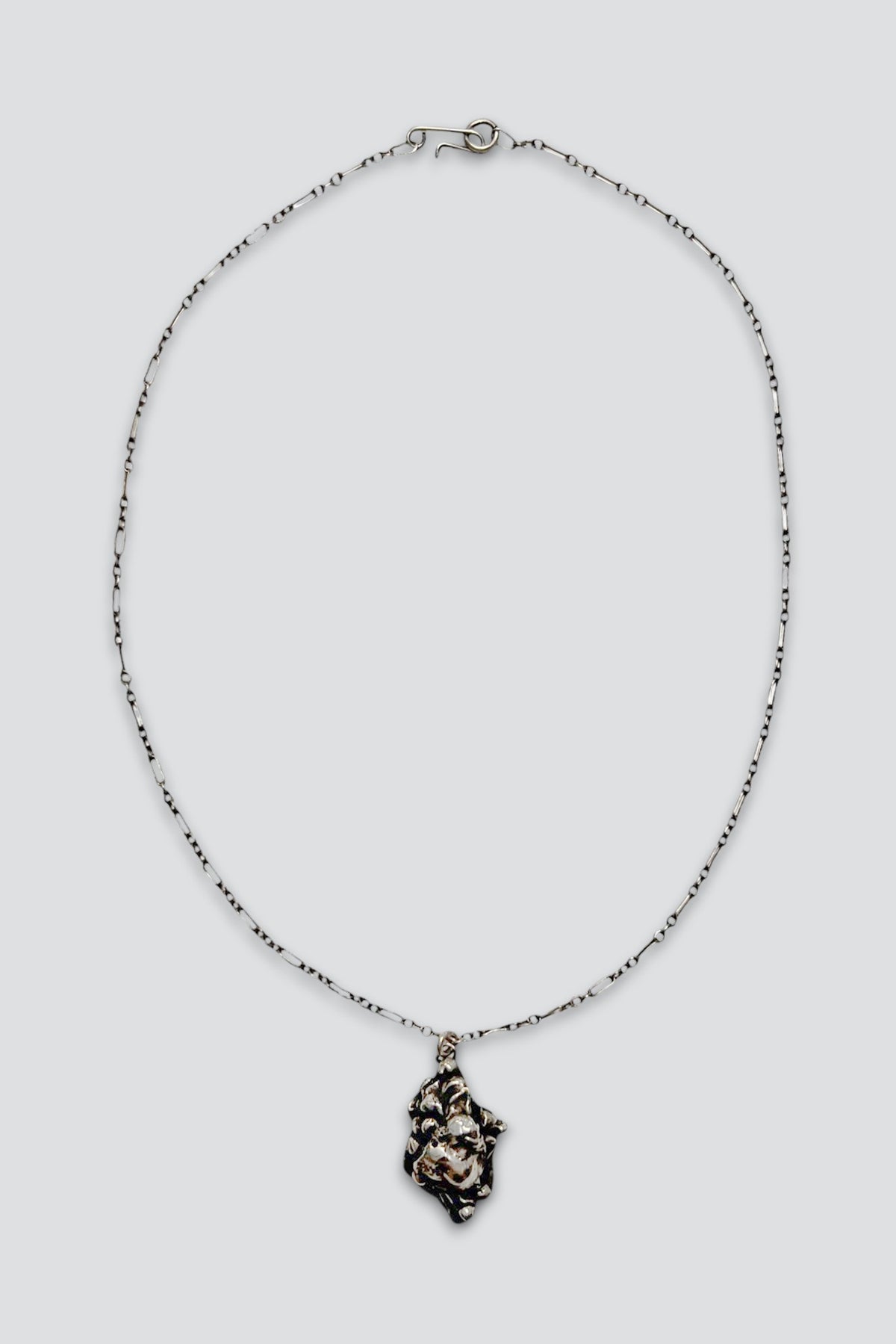 Sterling Silver Oxidized Brut Cluster Pendant Necklace