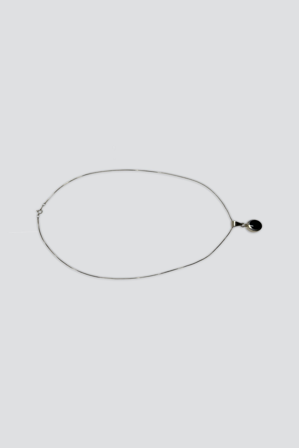 Sterling Silver Round Onyx Pendant Necklace