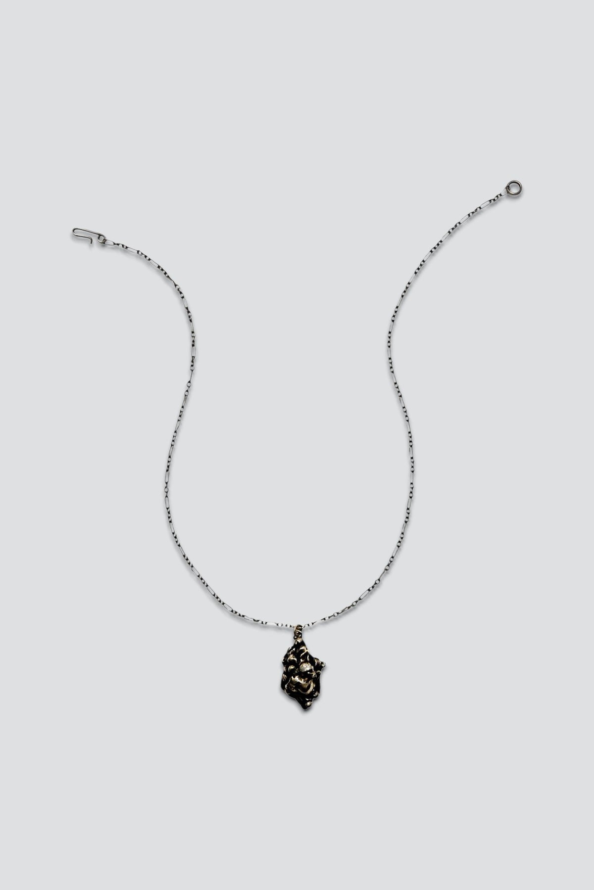 Sterling Silver Oxidized Brut Cluster Pendant Necklace