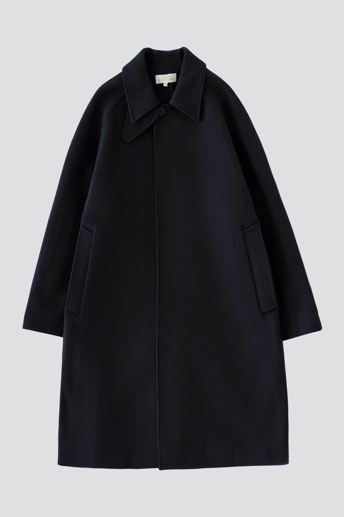 Dark Navy Cabo Raglan Wool Coat