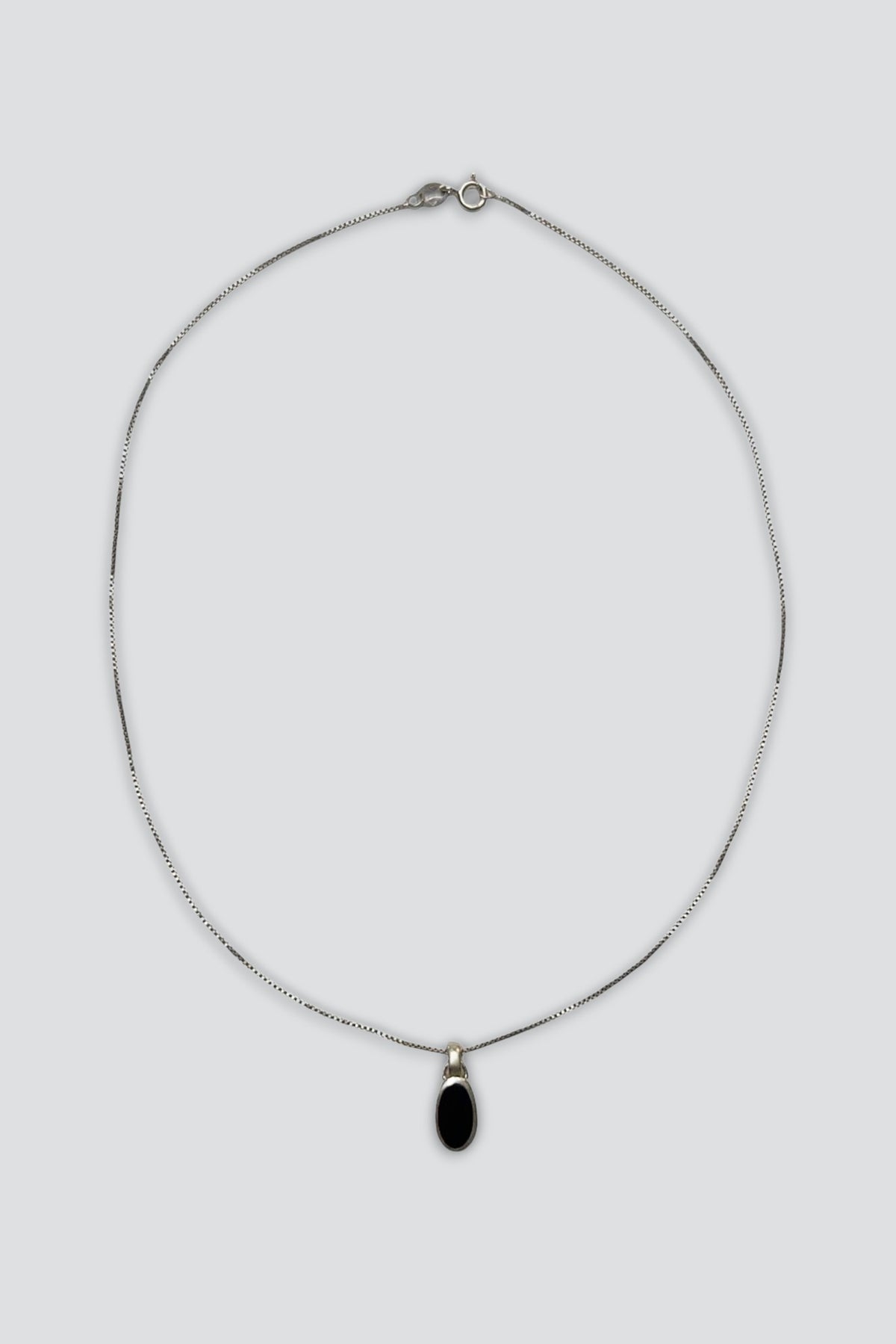 Sterling Silver Onyx Oval Pendant Necklace