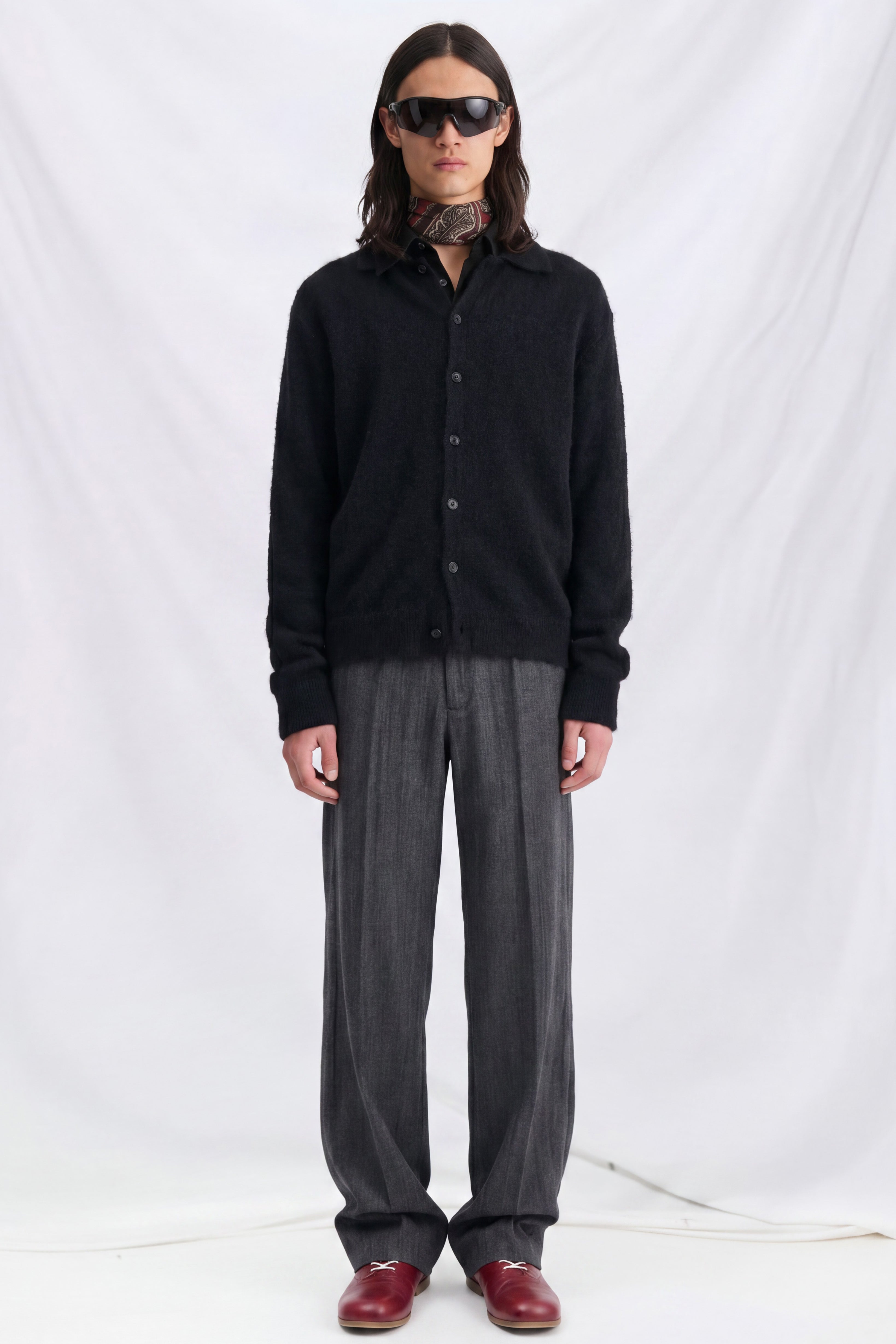 Black Fuzzy Alpaca Evening Polo
