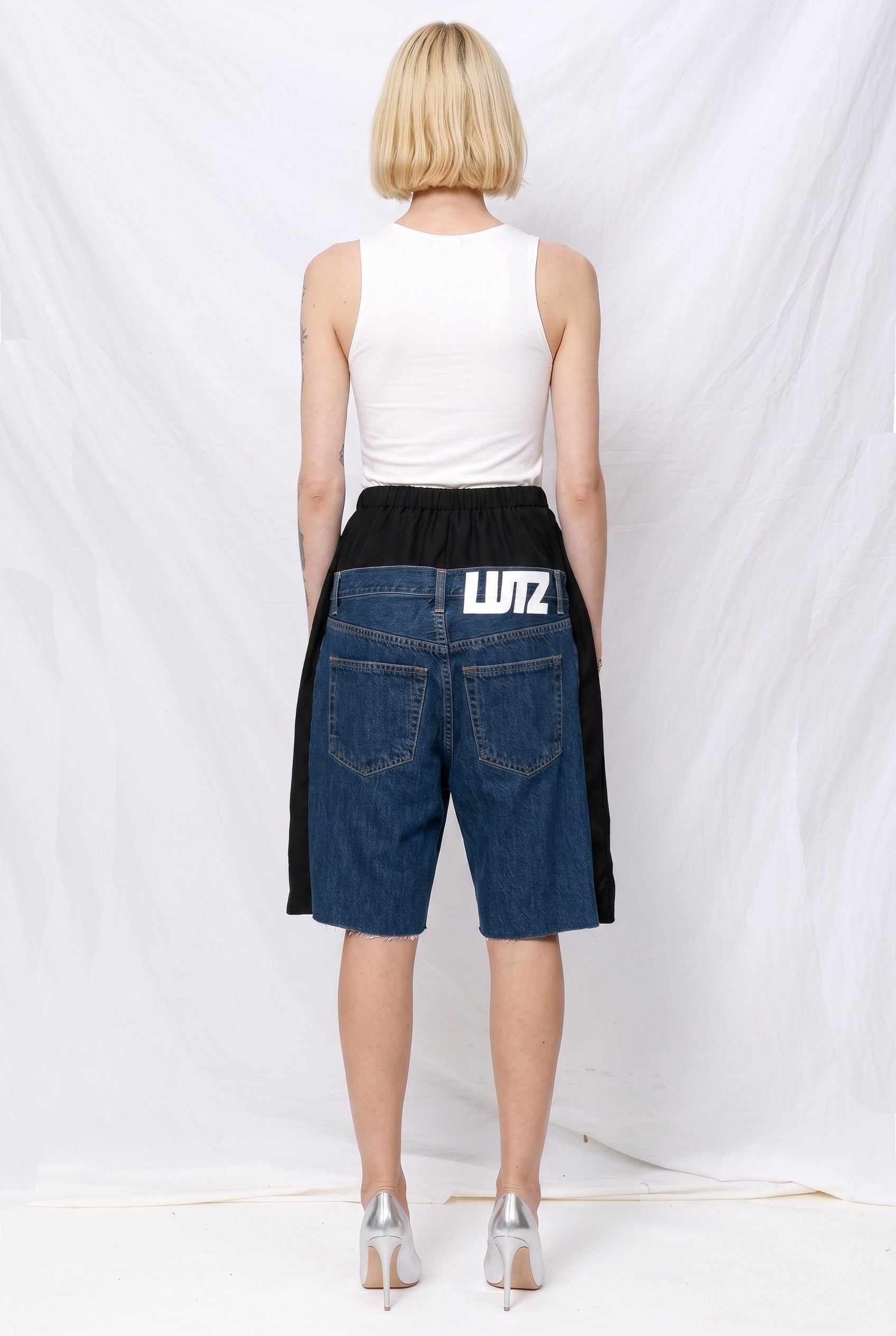 Dark Denim/Black Low Shorts