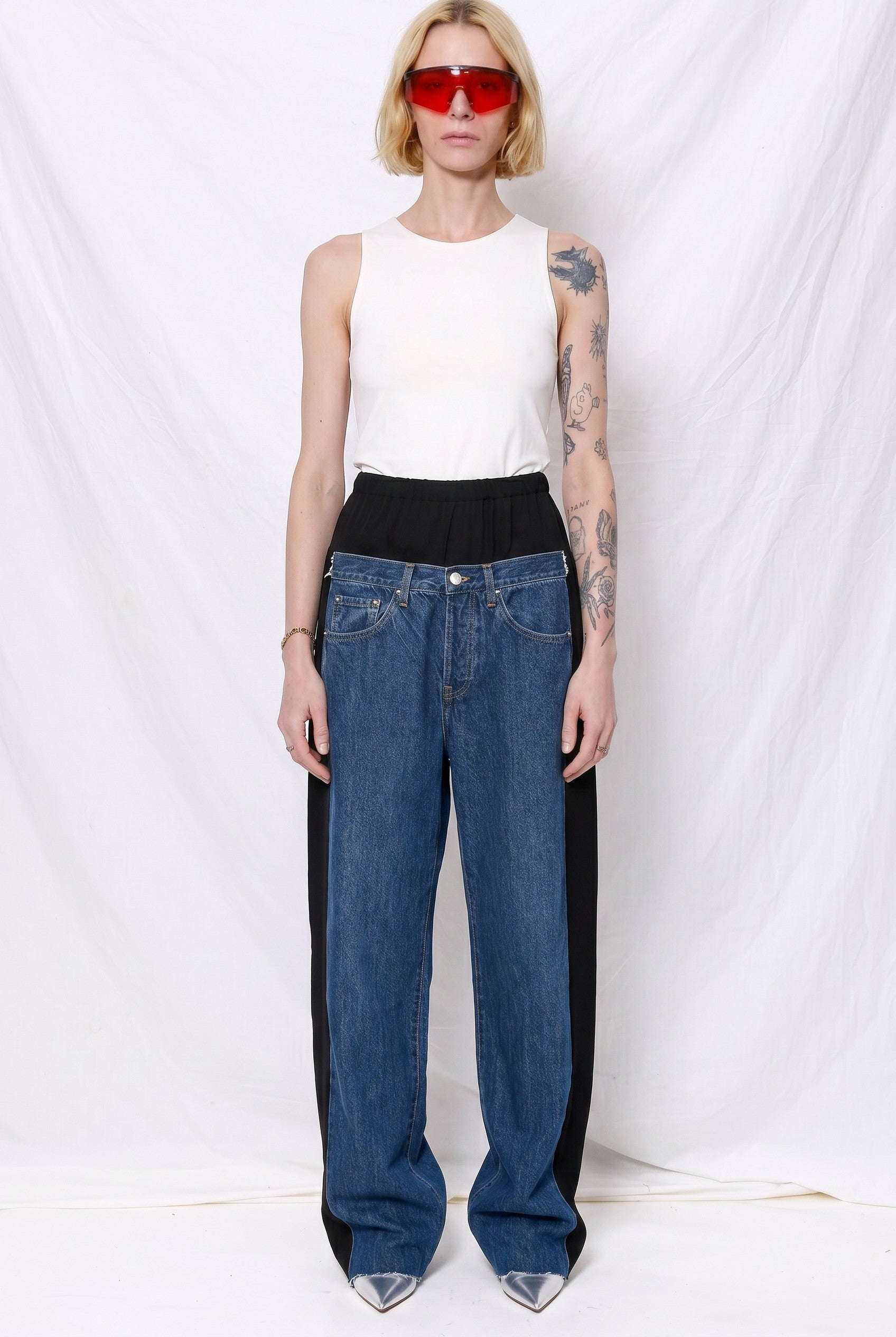 Dark Denim/Black Low Denim Pants