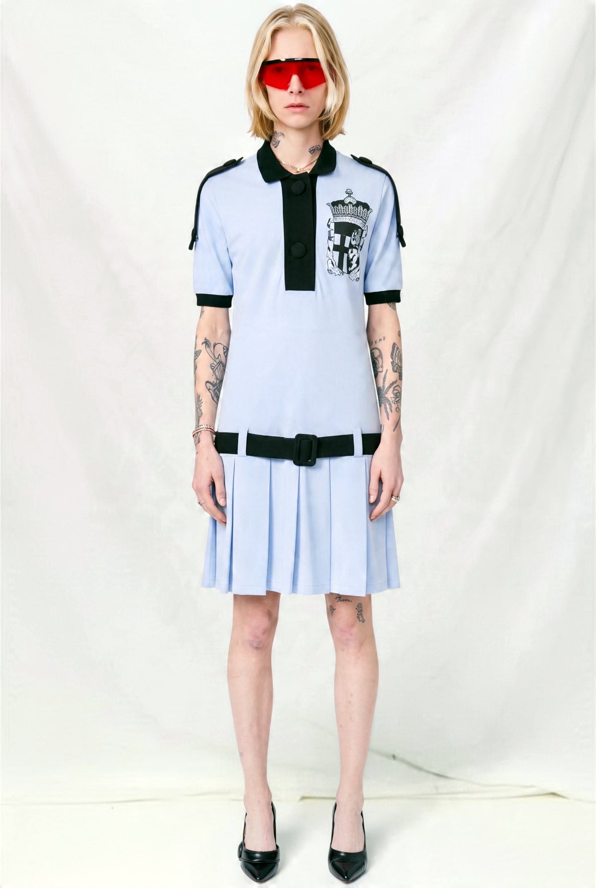 Blue Black Crest Polo Dress