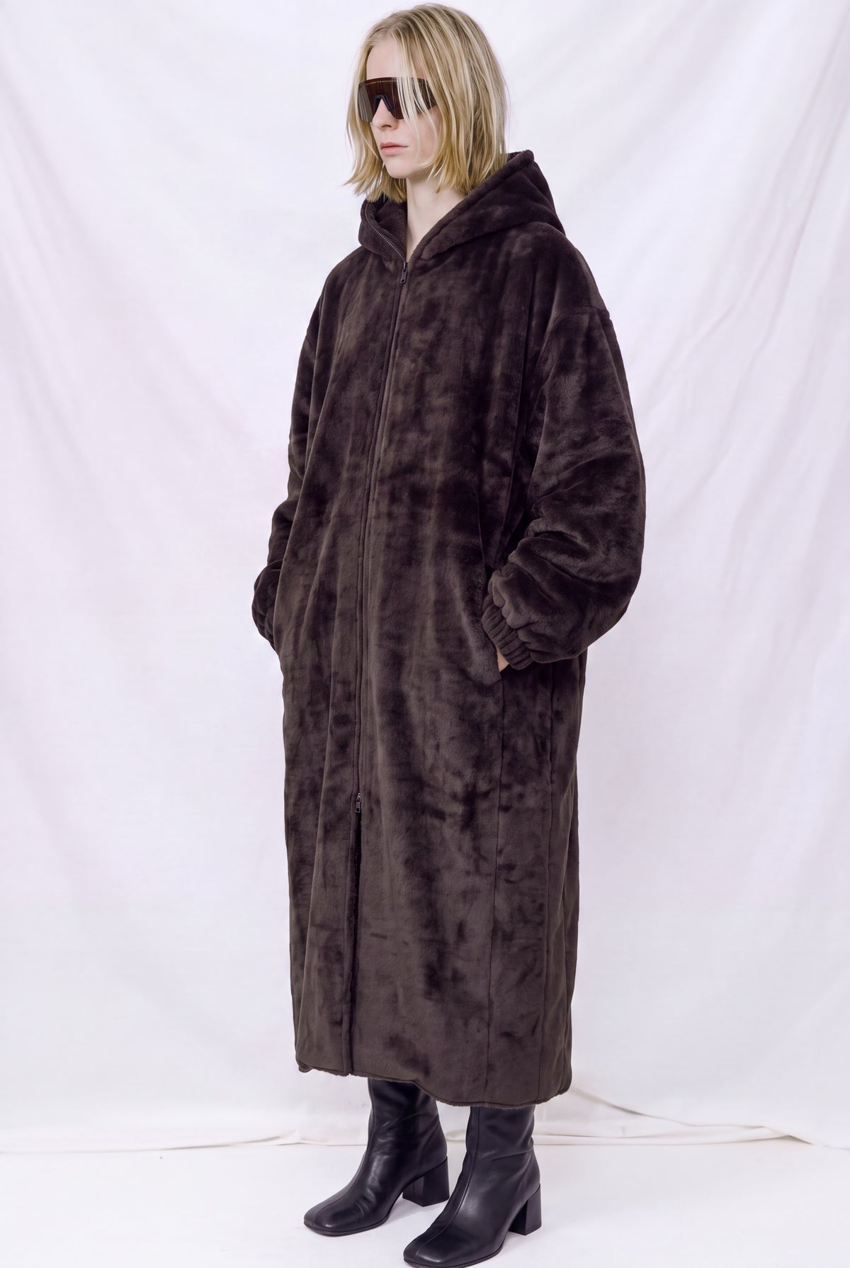 No.275 Brown Suri Alpaca Zipper Coat